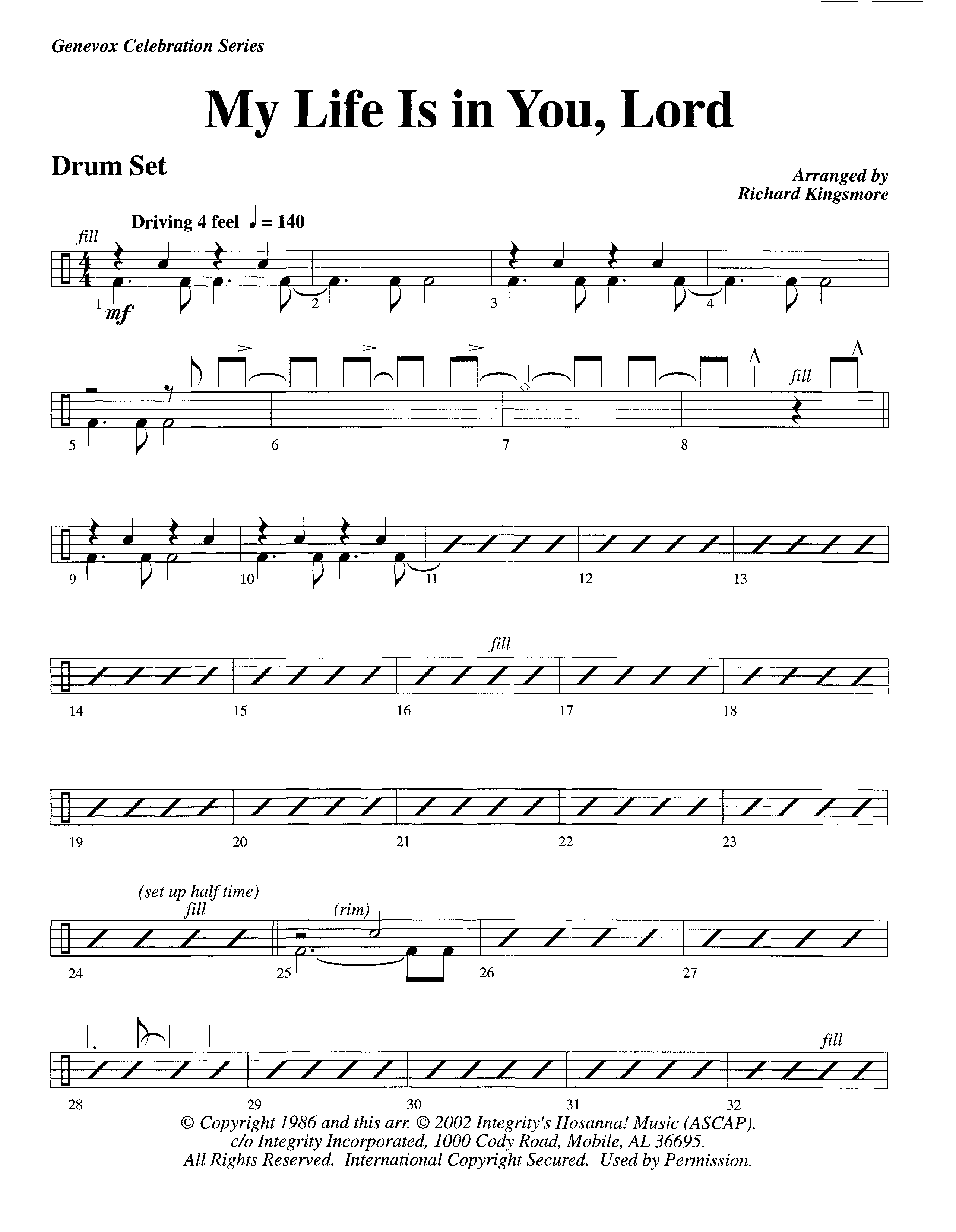 My Life Is In You (Instrumental) Drum Set (Lifeway Worship / Arr. Richard Kingsmore)