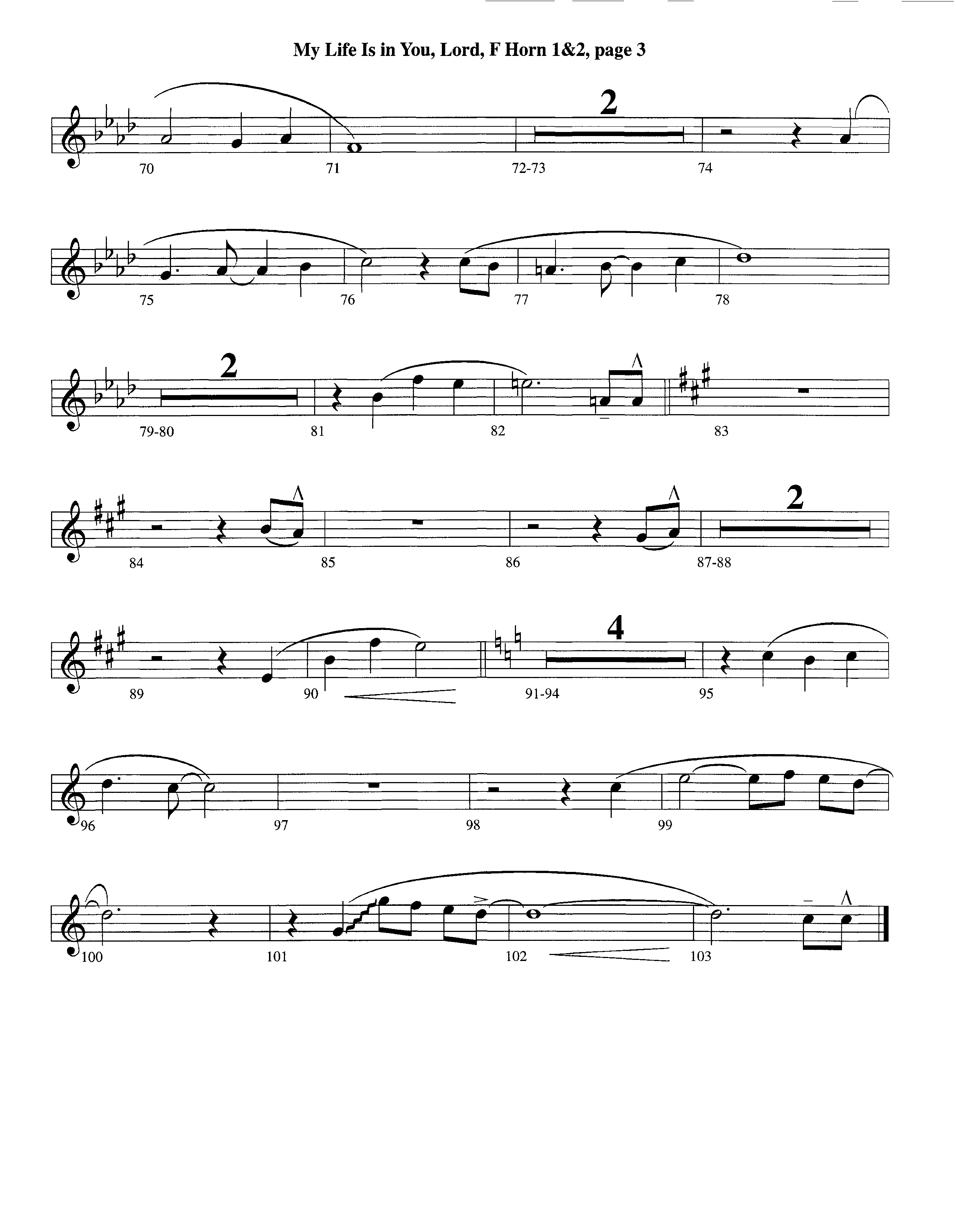 My Life Is In You (Instrumental) French Horn 1/2 (Lifeway Worship / Arr. Richard Kingsmore)