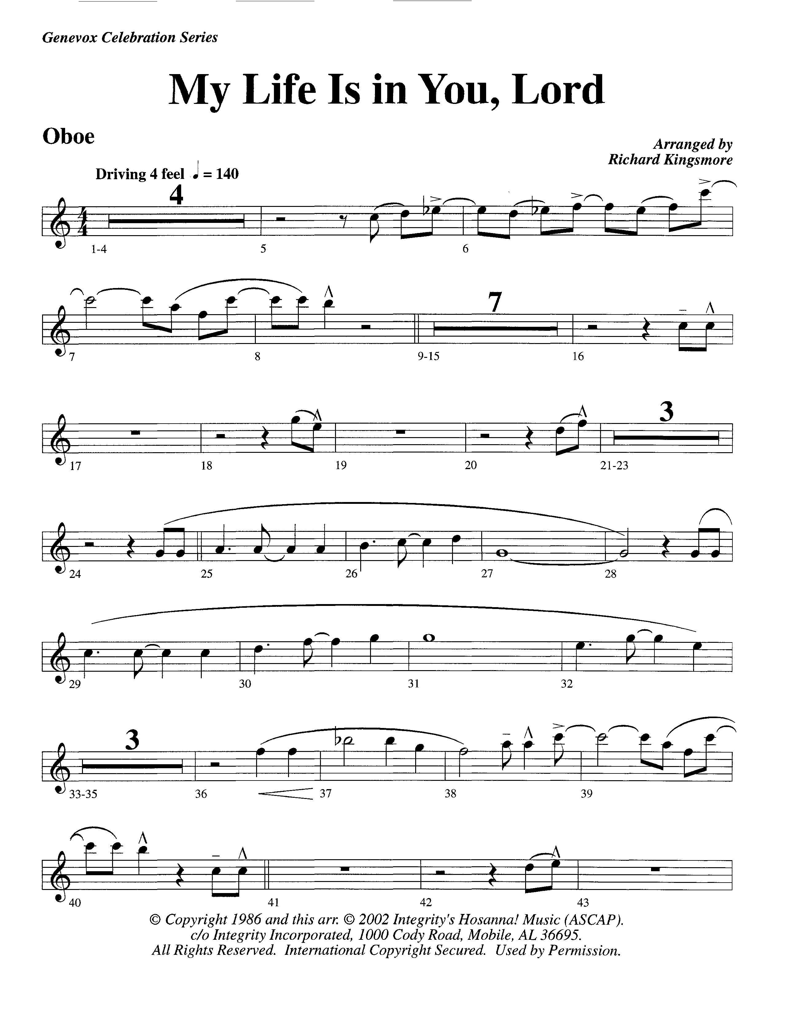 My Life Is In You (Instrumental) Oboe (Lifeway Worship / Arr. Richard Kingsmore)