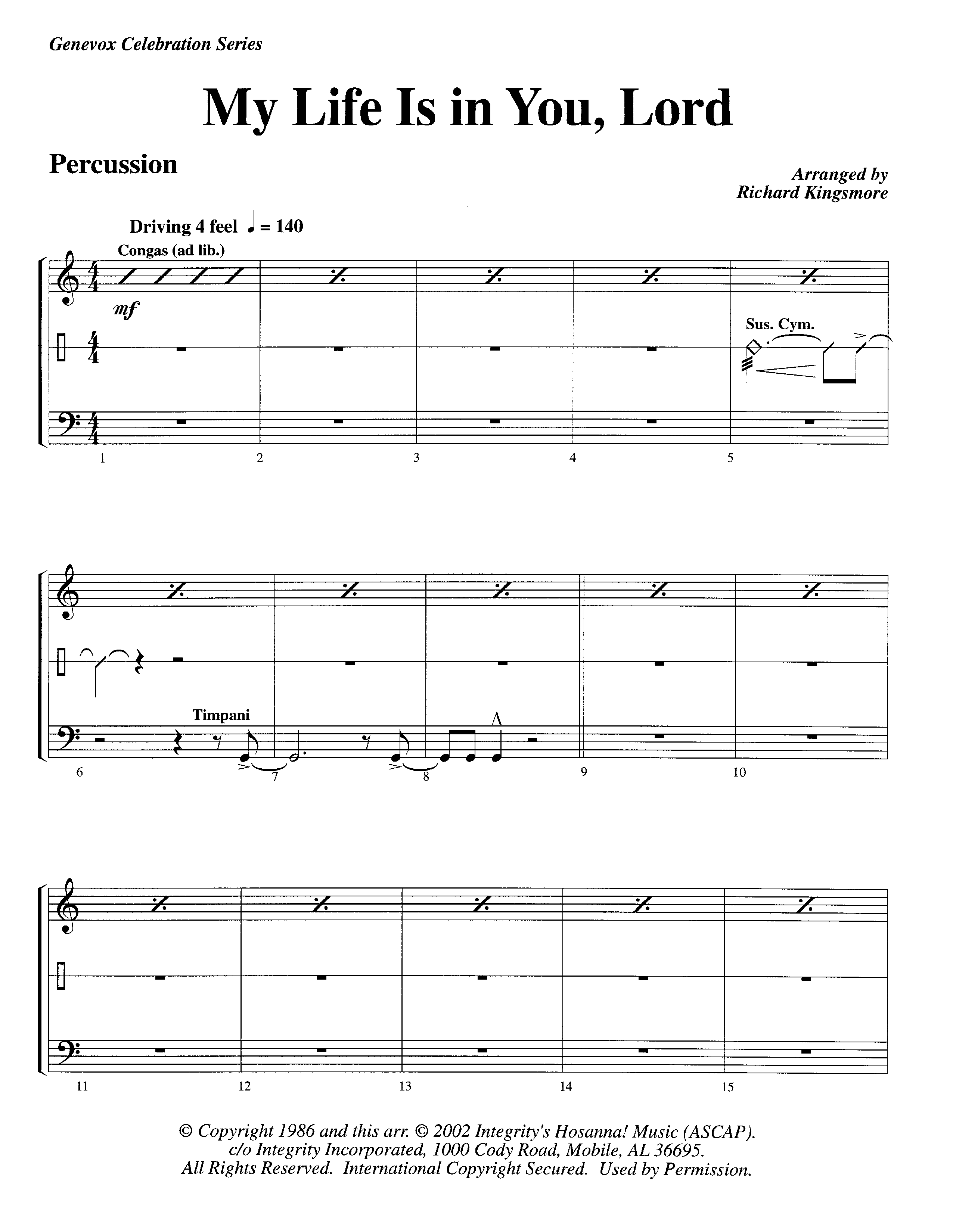 My Life Is In You (Instrumental) Percussion (Lifeway Worship / Arr. Richard Kingsmore)