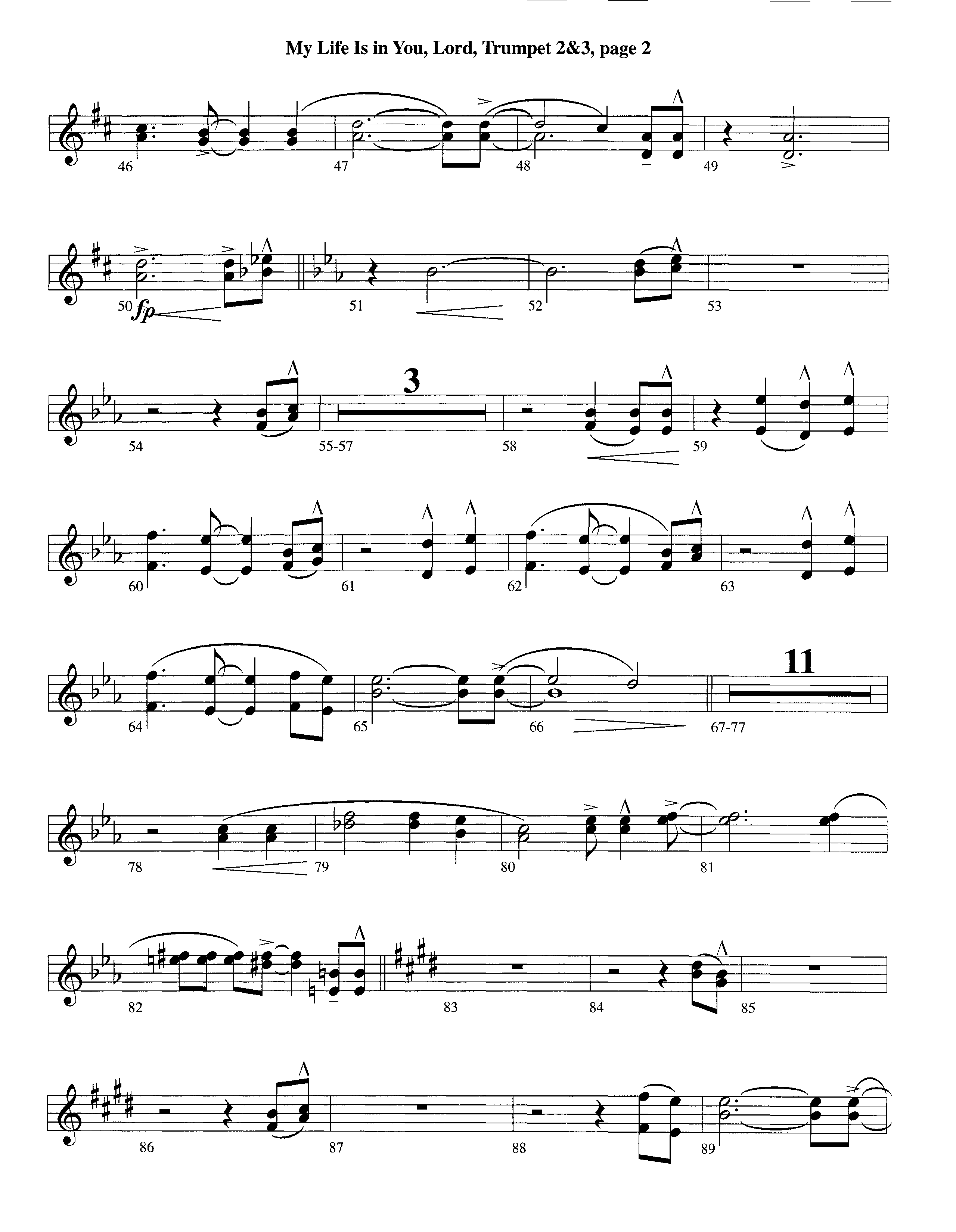 My Life Is In You (Instrumental) Trumpet 2/3 (Lifeway Worship / Arr. Richard Kingsmore)