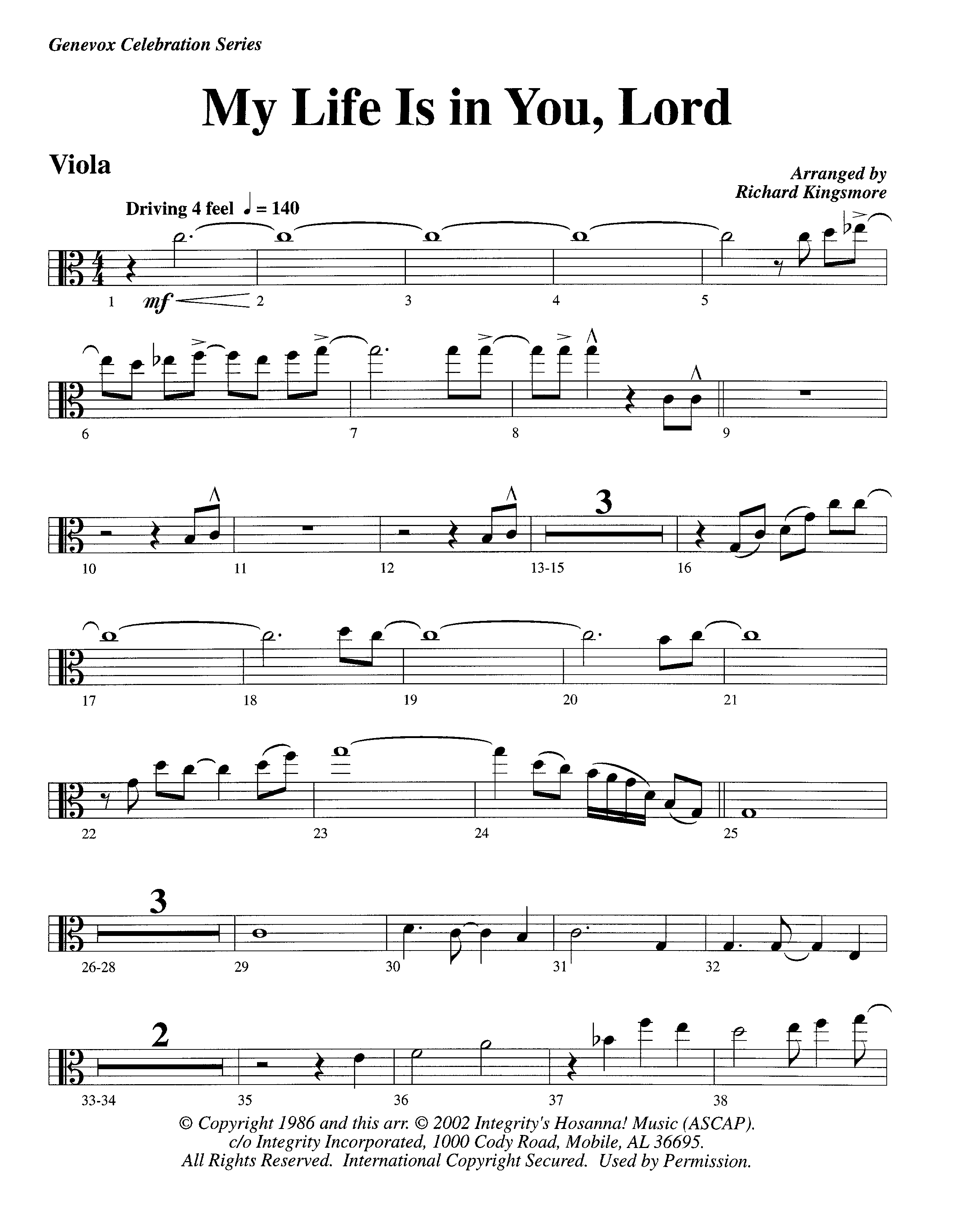 My Life Is In You (Instrumental) Viola (Lifeway Worship / Arr. Richard Kingsmore)