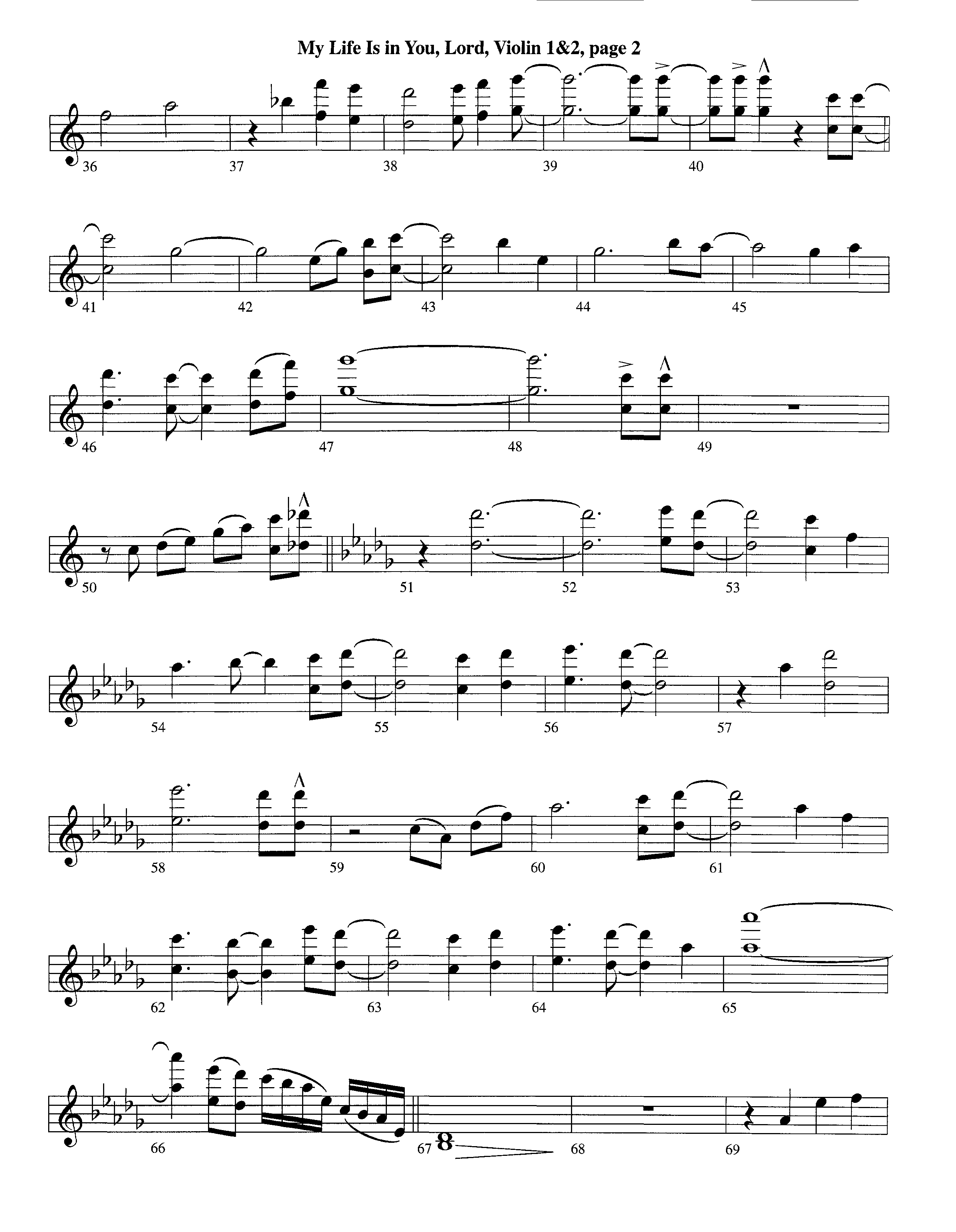 My Life Is In You (Instrumental) Violin 1/2 (Lifeway Worship / Arr. Richard Kingsmore)