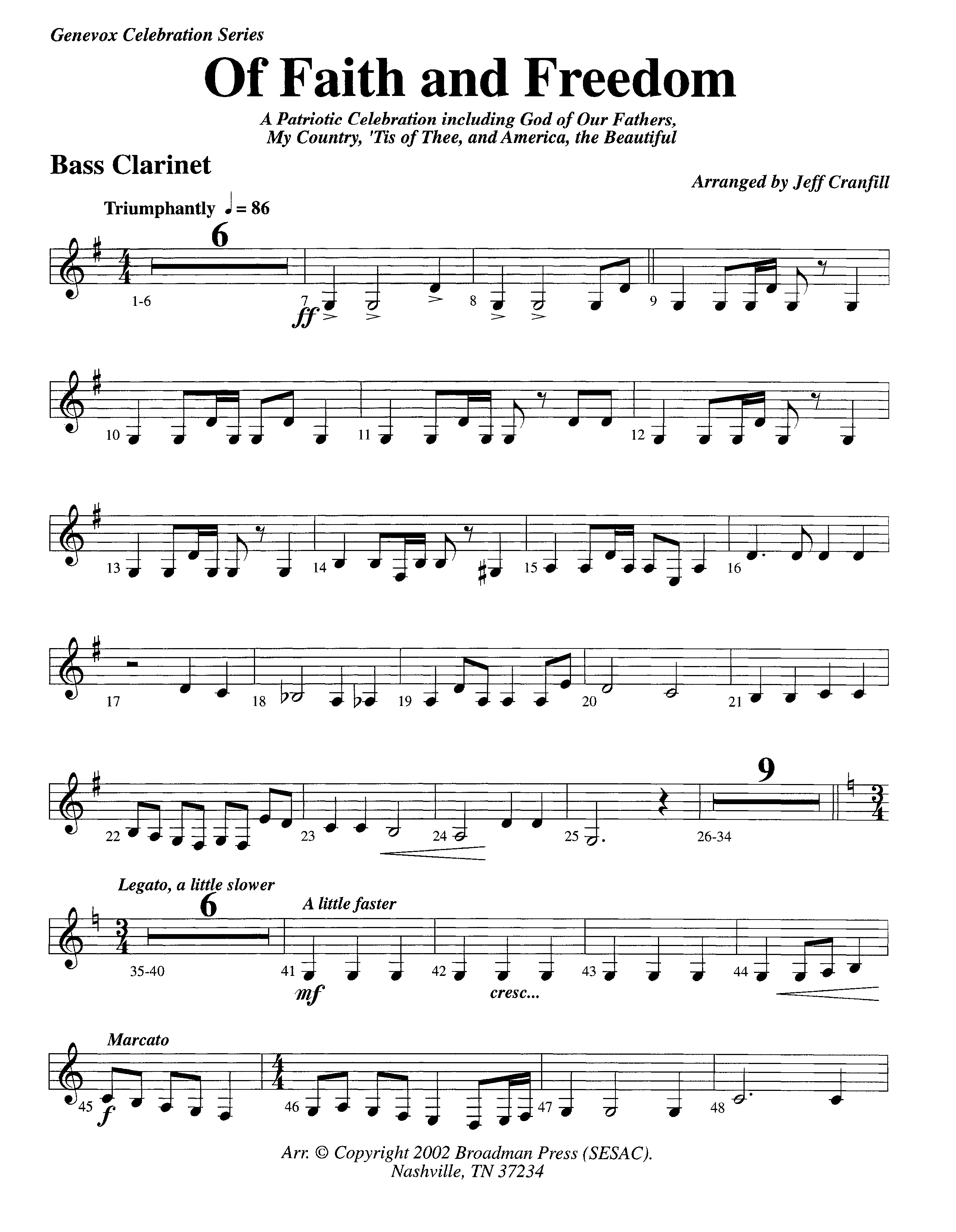 Of Faith And Freedom (Instrumental) Bass Clarinet (Lifeway Worship / Arr. Jeff Cranfill)