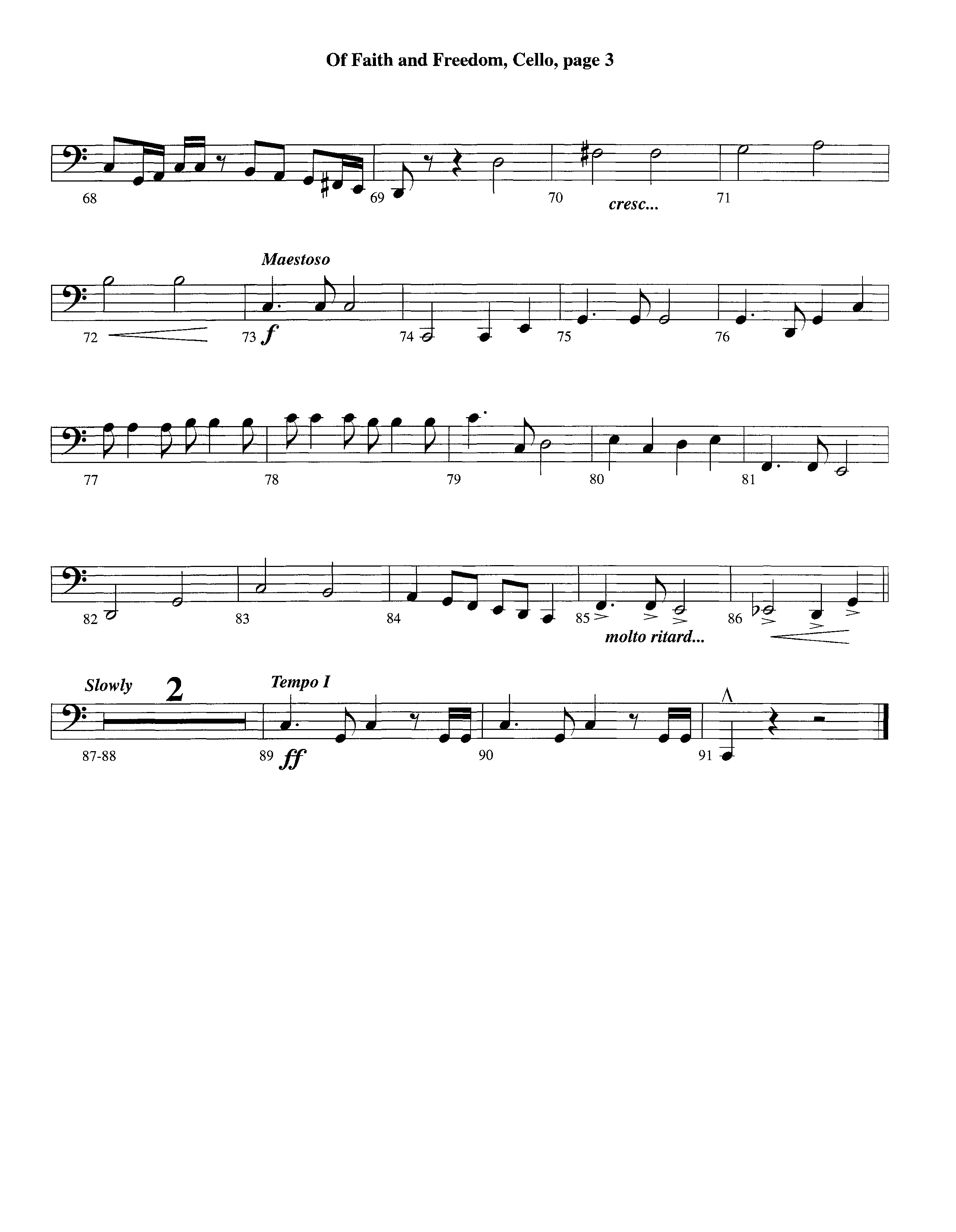 Of Faith And Freedom (Instrumental) Cello (Lifeway Worship / Arr. Jeff Cranfill)