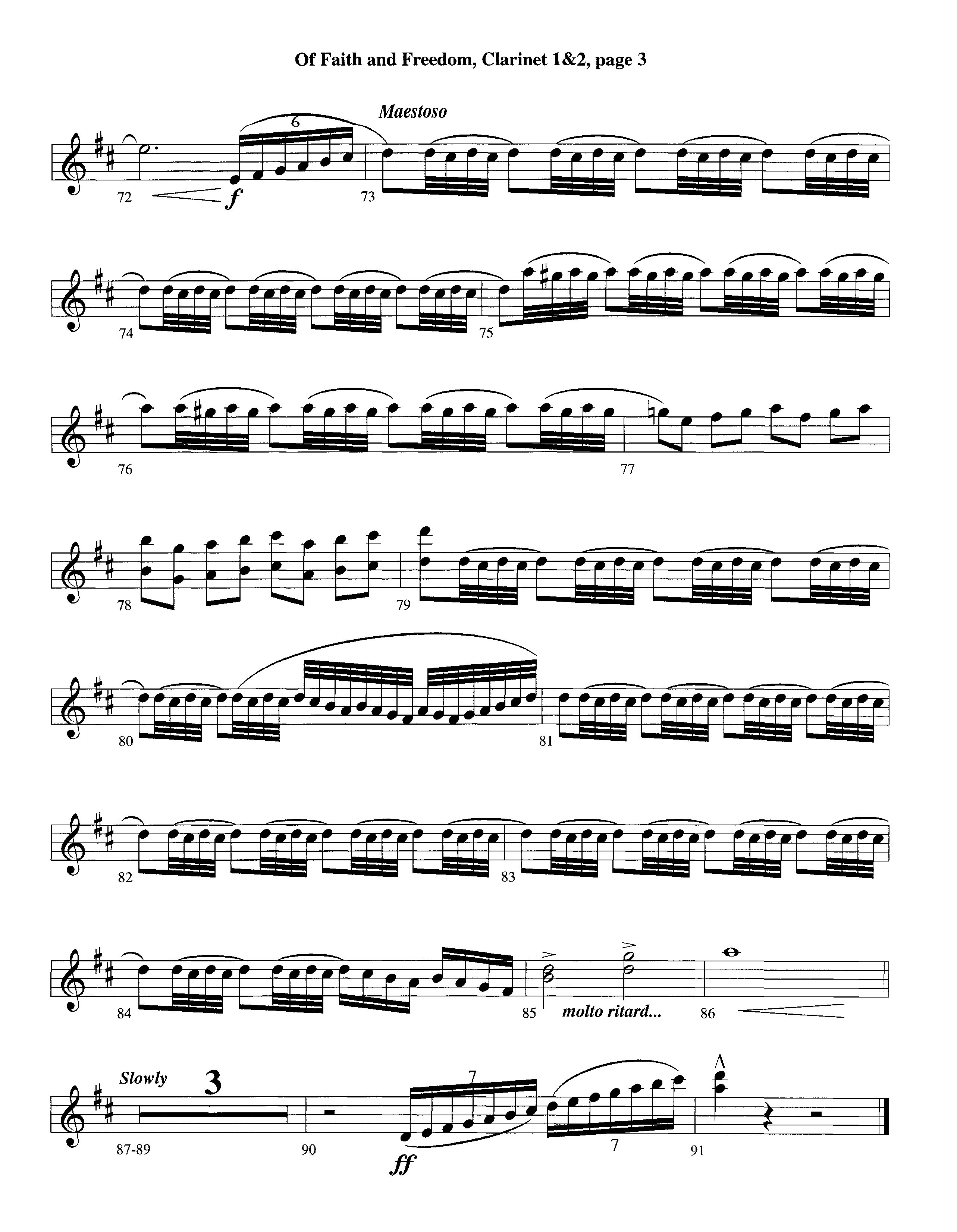 Of Faith And Freedom (Instrumental) Clarinet 1/2 (Lifeway Worship / Arr. Jeff Cranfill)