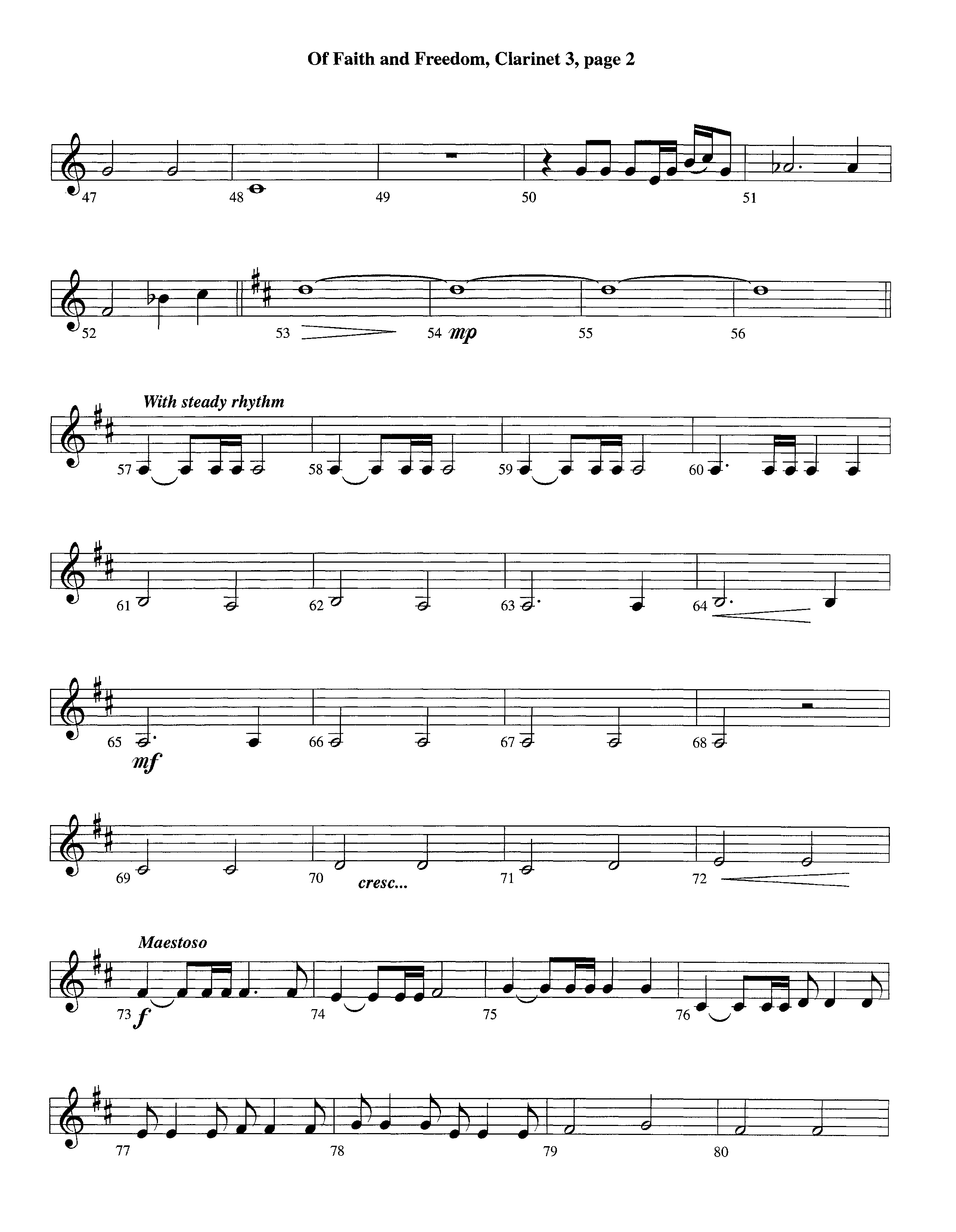 Of Faith And Freedom (Instrumental) Clarinet 3 (Lifeway Worship / Arr. Jeff Cranfill)