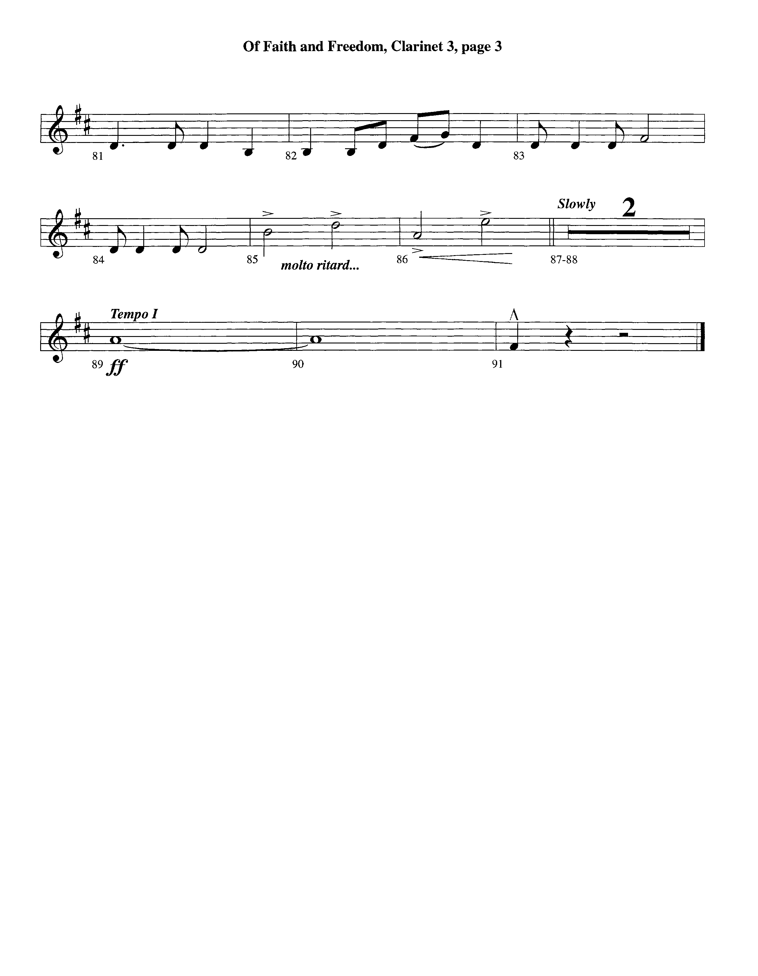 Of Faith And Freedom (Instrumental) Clarinet 3 (Lifeway Worship / Arr. Jeff Cranfill)