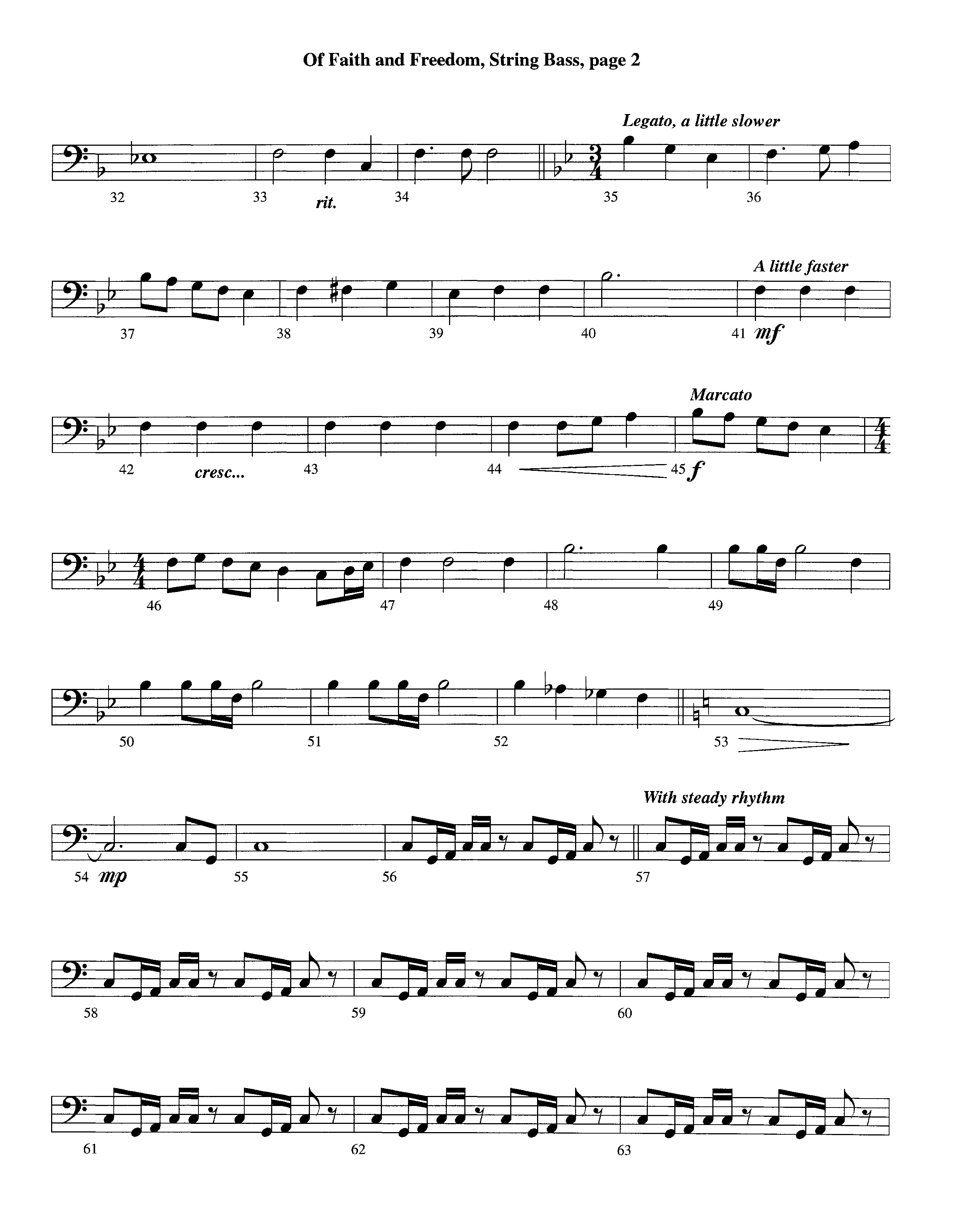 Of Faith And Freedom (Instrumental) Double Bass (Lifeway Worship / Arr. Jeff Cranfill)