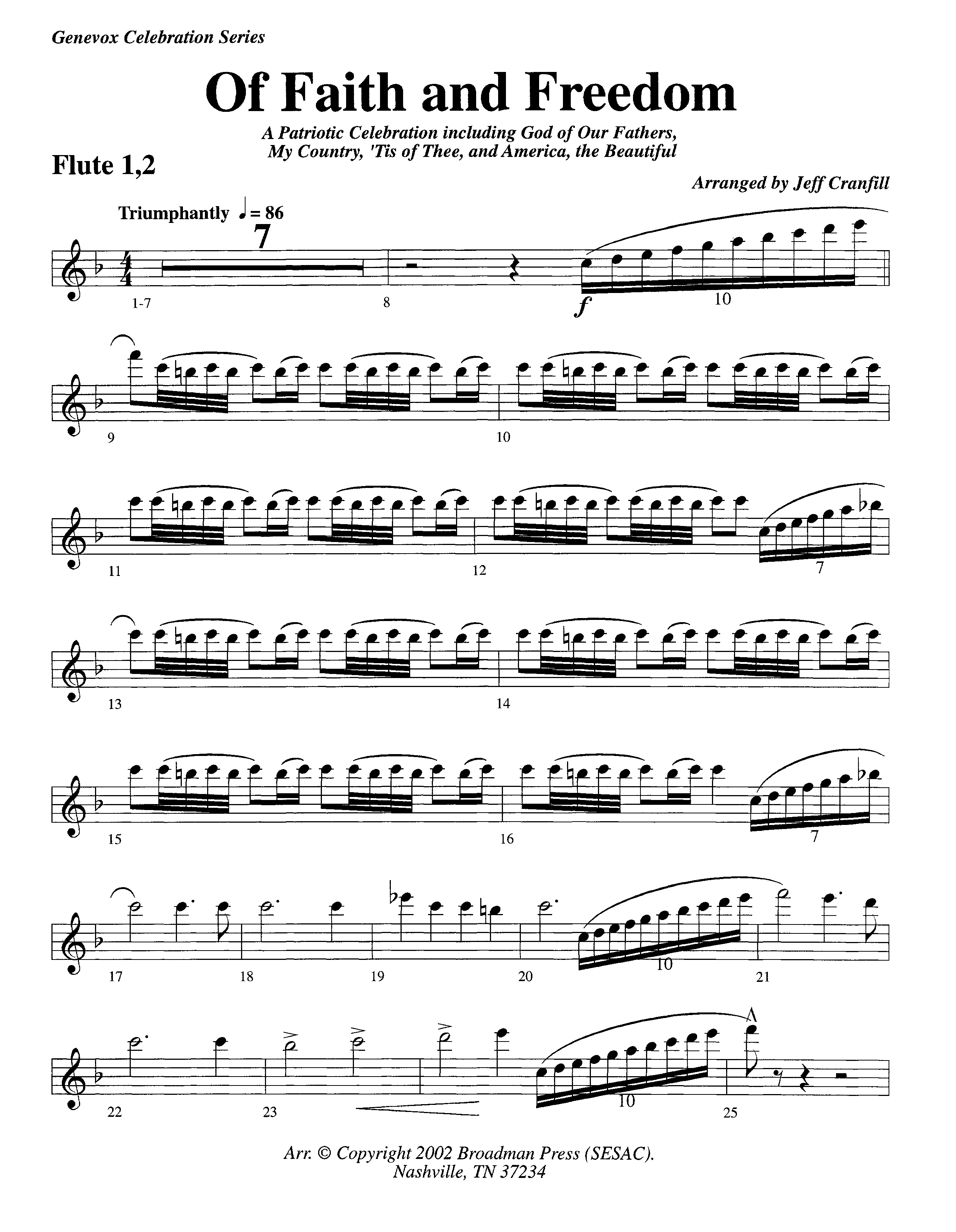 Of Faith And Freedom (Instrumental) Flute 1/2 (Lifeway Worship / Arr. Jeff Cranfill)