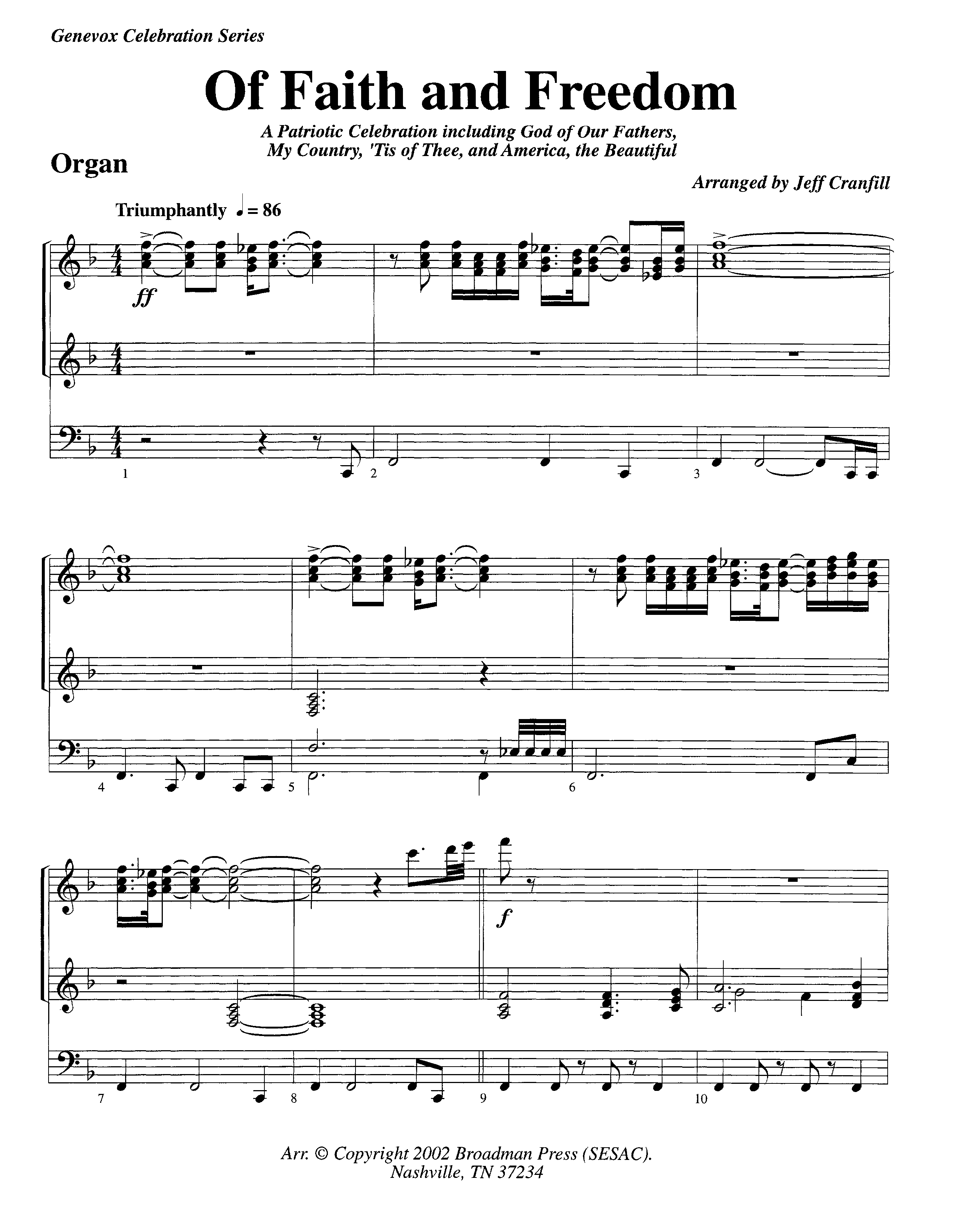 Of Faith And Freedom (Instrumental) Organ (Lifeway Worship / Arr. Jeff Cranfill)