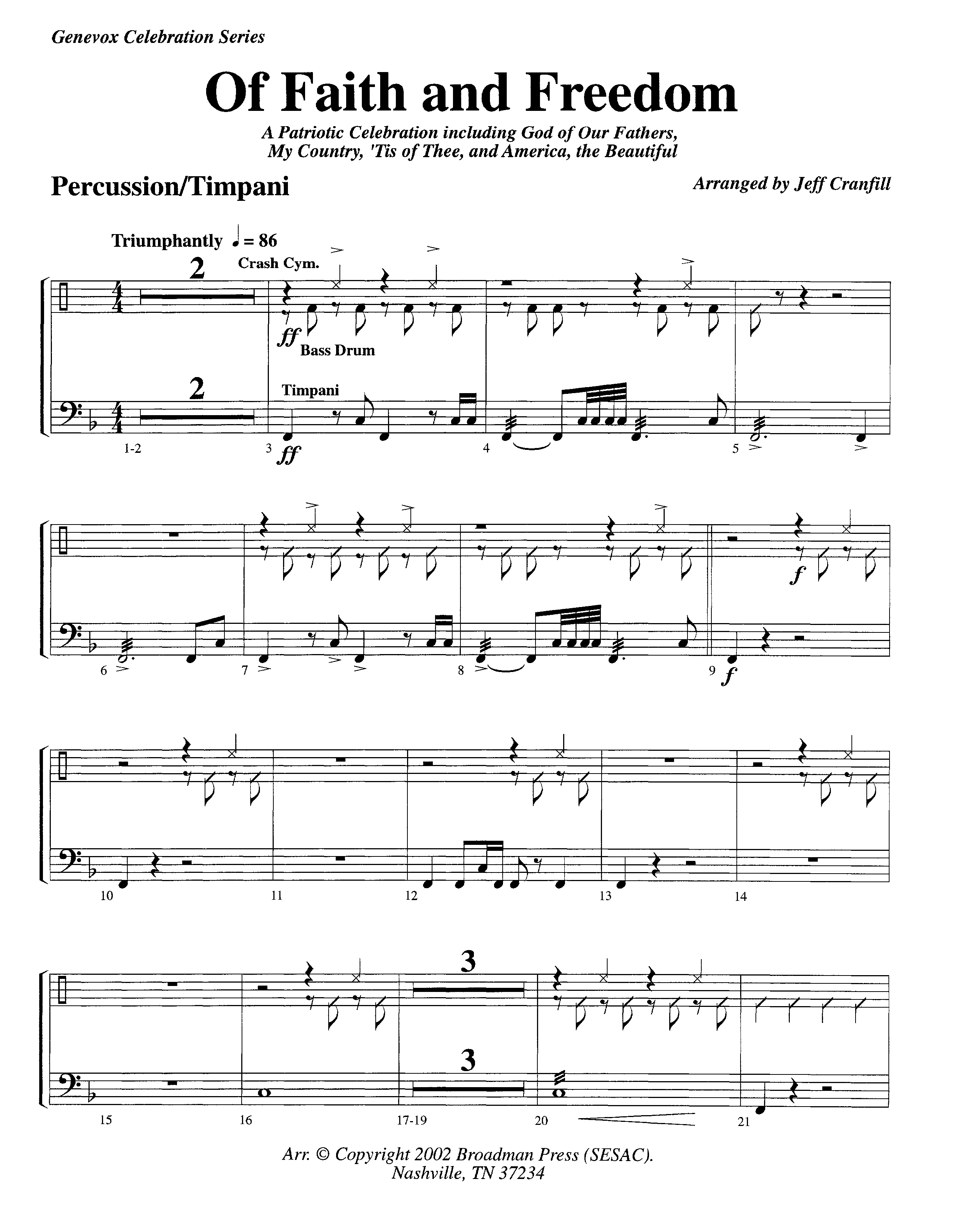 Of Faith And Freedom (Instrumental) Percussion (Lifeway Worship / Arr. Jeff Cranfill)