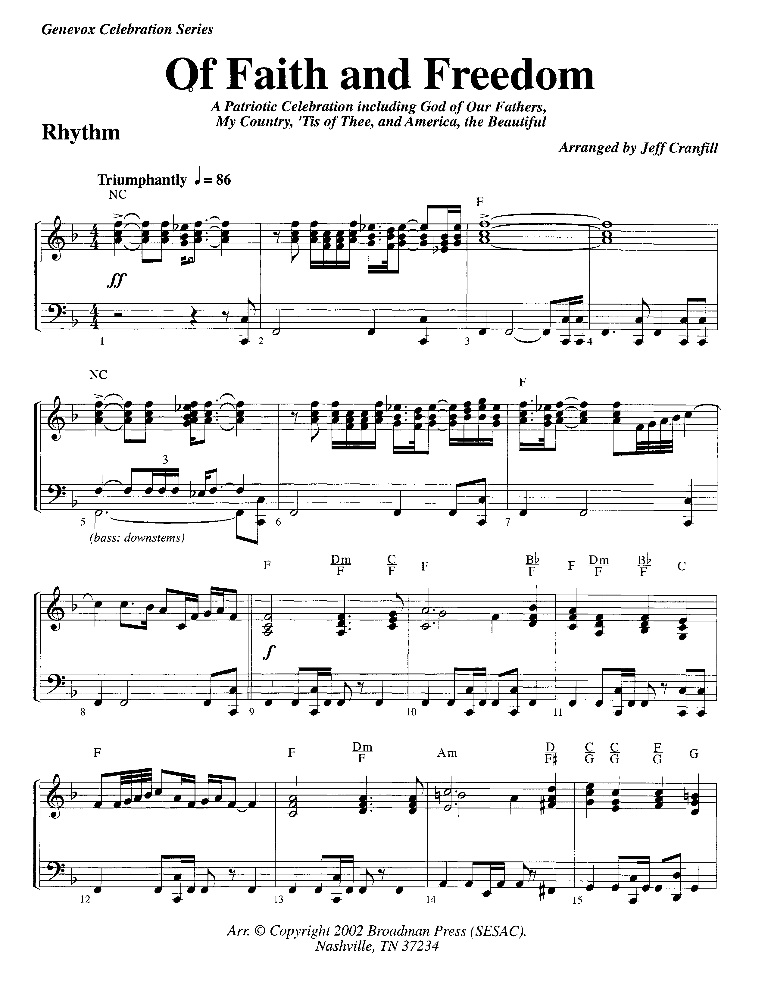 Of Faith And Freedom (Instrumental) Piano/Rhythm (Lifeway Worship / Arr. Jeff Cranfill)