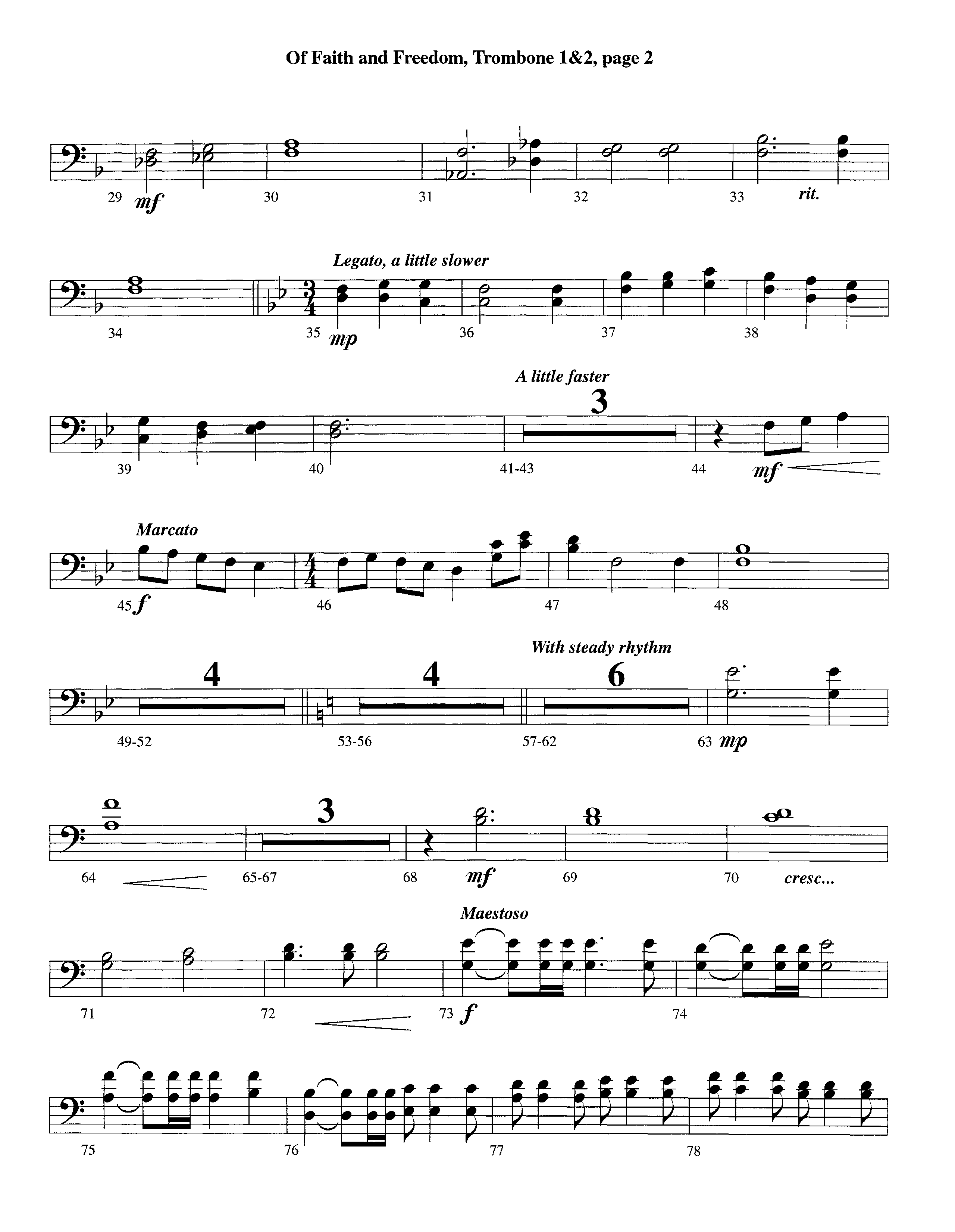 Of Faith And Freedom (Instrumental) Trombone 1/2 (Lifeway Worship / Arr. Jeff Cranfill)