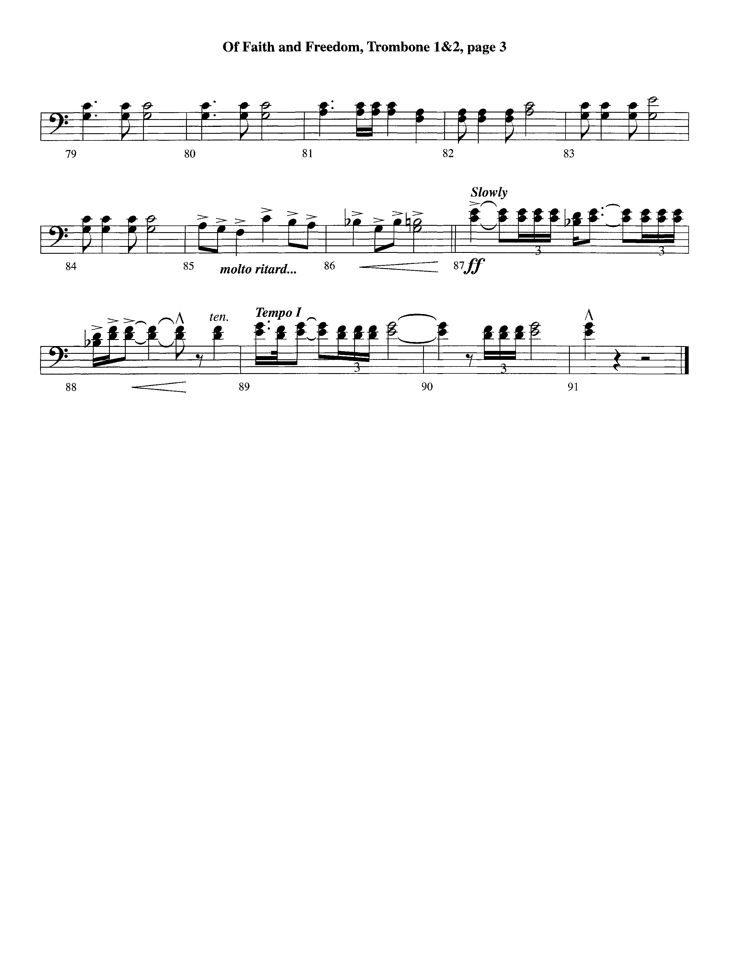 Of Faith And Freedom (Instrumental) Trombone 1/2 (Lifeway Worship / Arr. Jeff Cranfill)