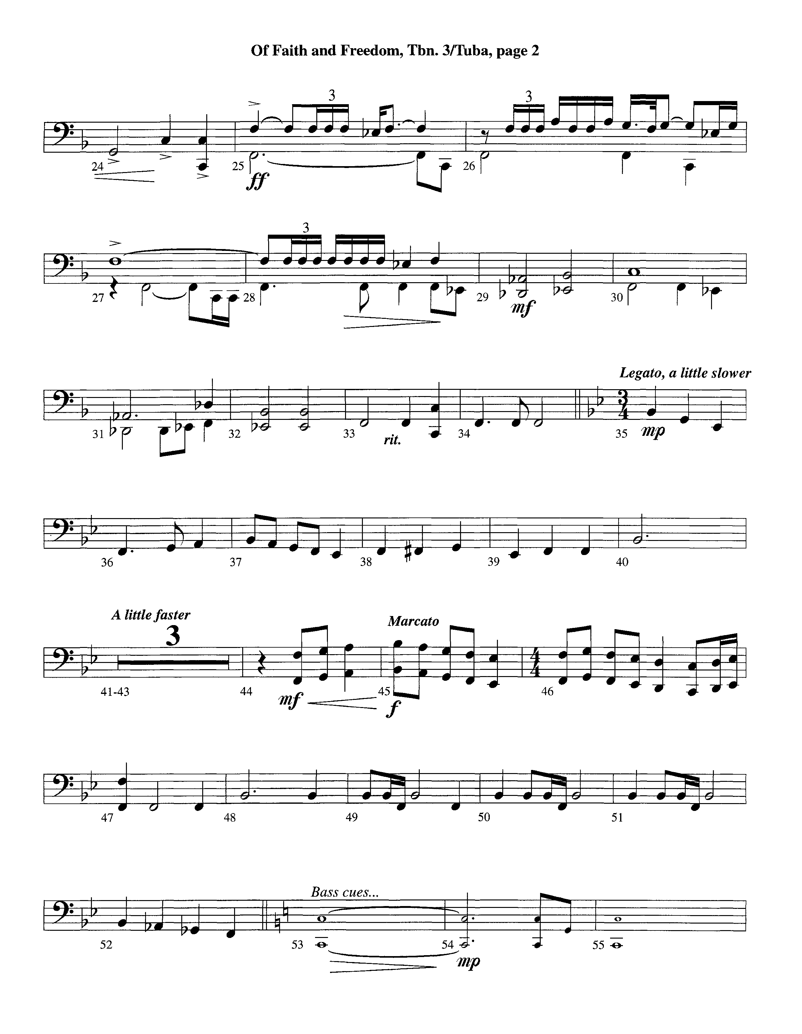 Of Faith And Freedom (Instrumental) Trombone 3/Tuba (Lifeway Worship / Arr. Jeff Cranfill)