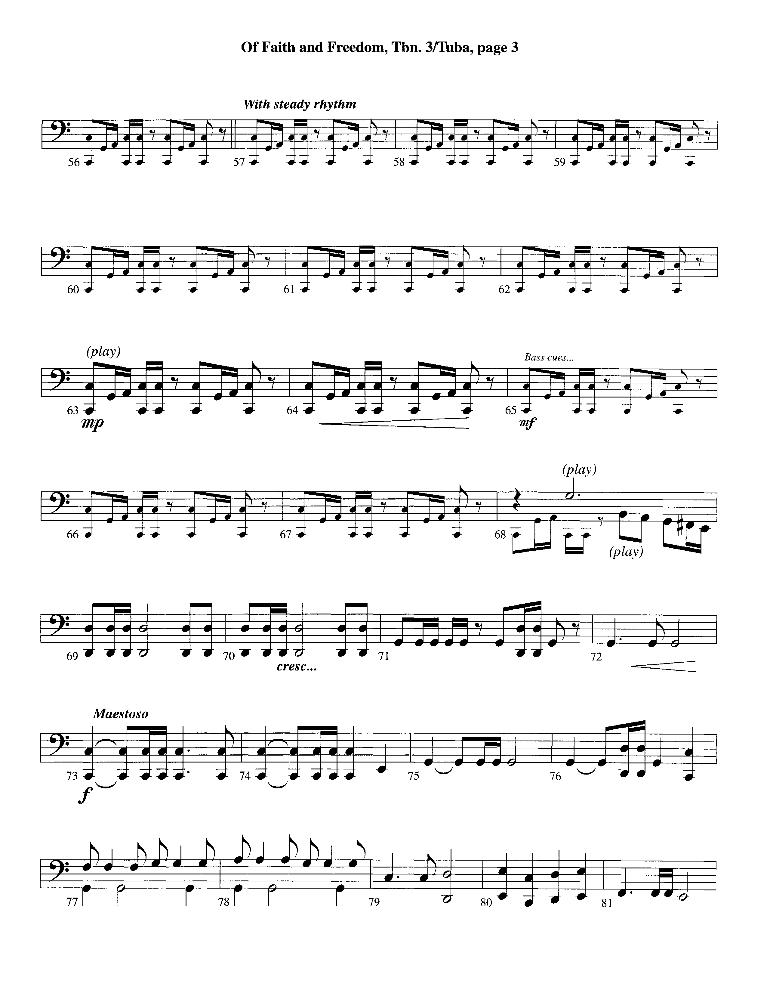 Of Faith And Freedom (Instrumental) Trombone 3/Tuba (Lifeway Worship / Arr. Jeff Cranfill)