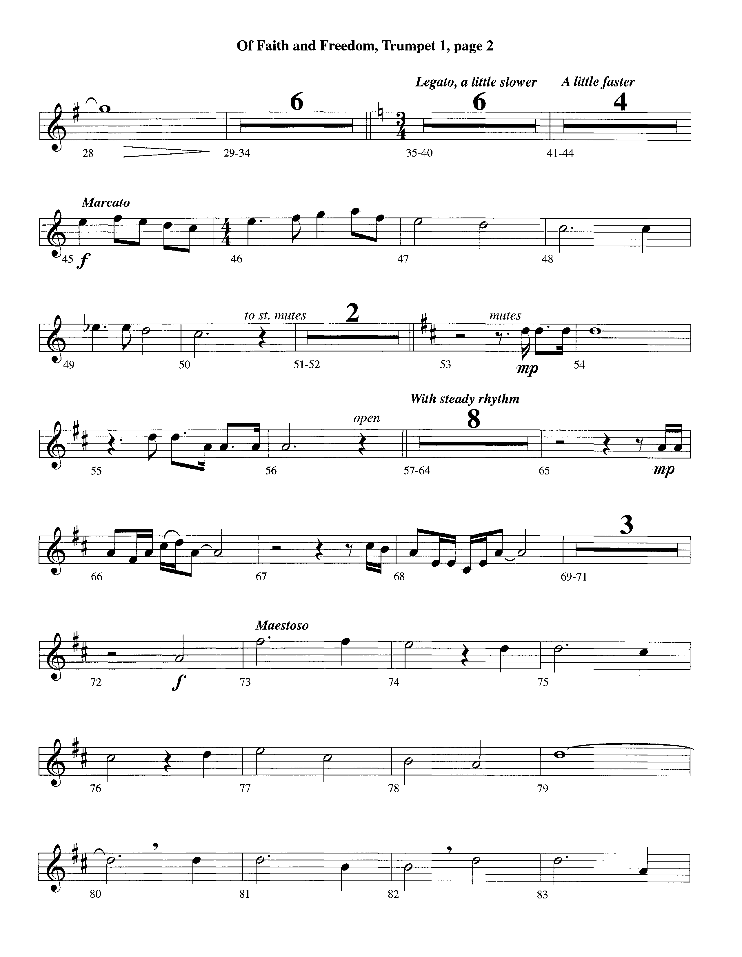 Of Faith And Freedom (Instrumental) Trumpet 1 (Lifeway Worship / Arr. Jeff Cranfill)