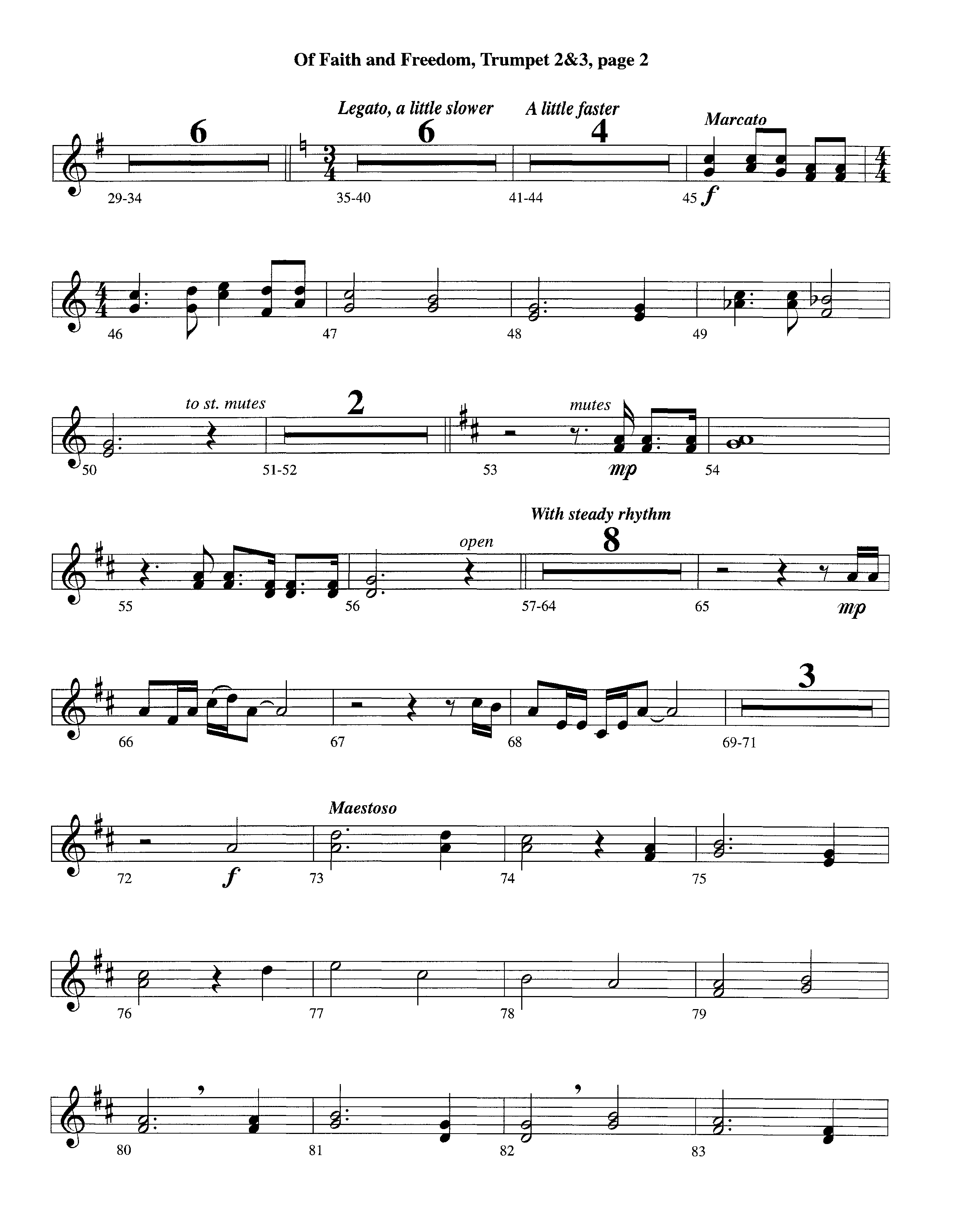 Of Faith And Freedom (Instrumental) Trumpet 2/3 (Lifeway Worship / Arr. Jeff Cranfill)