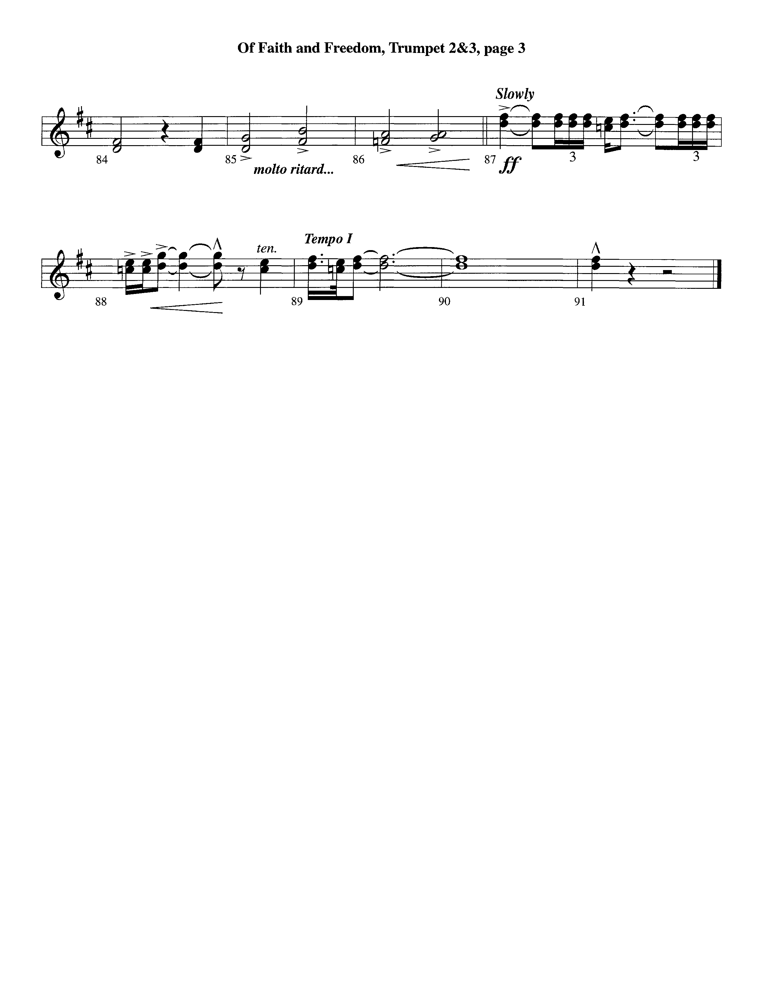 Of Faith And Freedom (Instrumental) Trumpet 2/3 (Lifeway Worship / Arr. Jeff Cranfill)