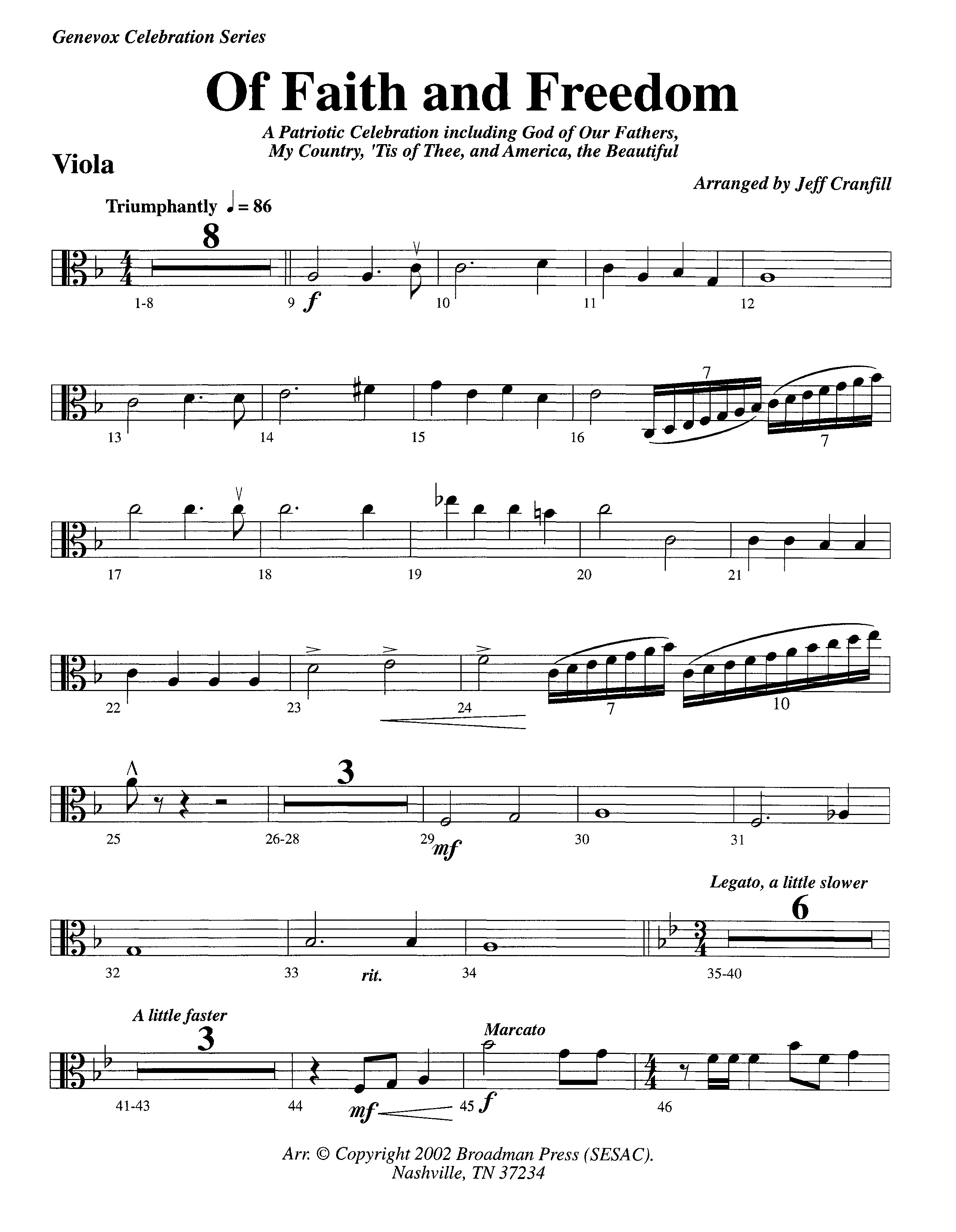 Of Faith And Freedom (Instrumental) Viola (Lifeway Worship / Arr. Jeff Cranfill)