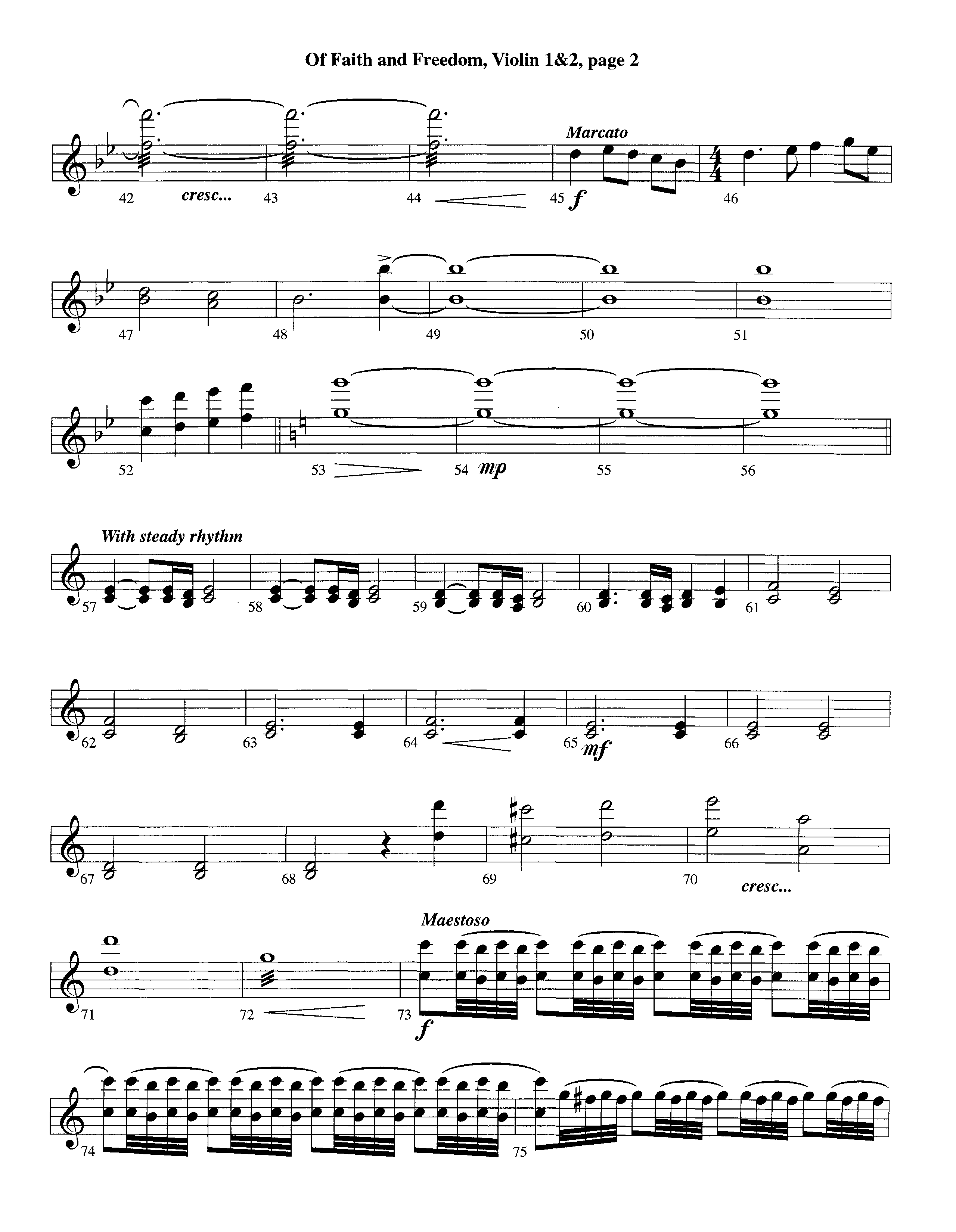 Of Faith And Freedom (Instrumental) Violin 1/2 (Lifeway Worship / Arr. Jeff Cranfill)