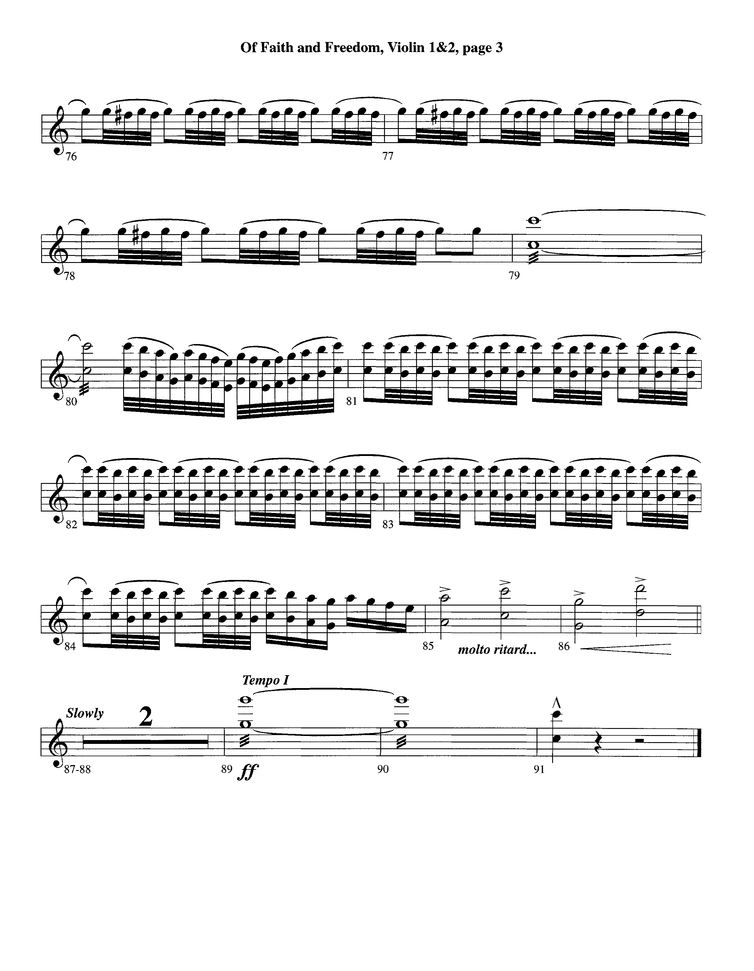 Of Faith And Freedom (Instrumental) Violin 1/2 (Lifeway Worship / Arr. Jeff Cranfill)