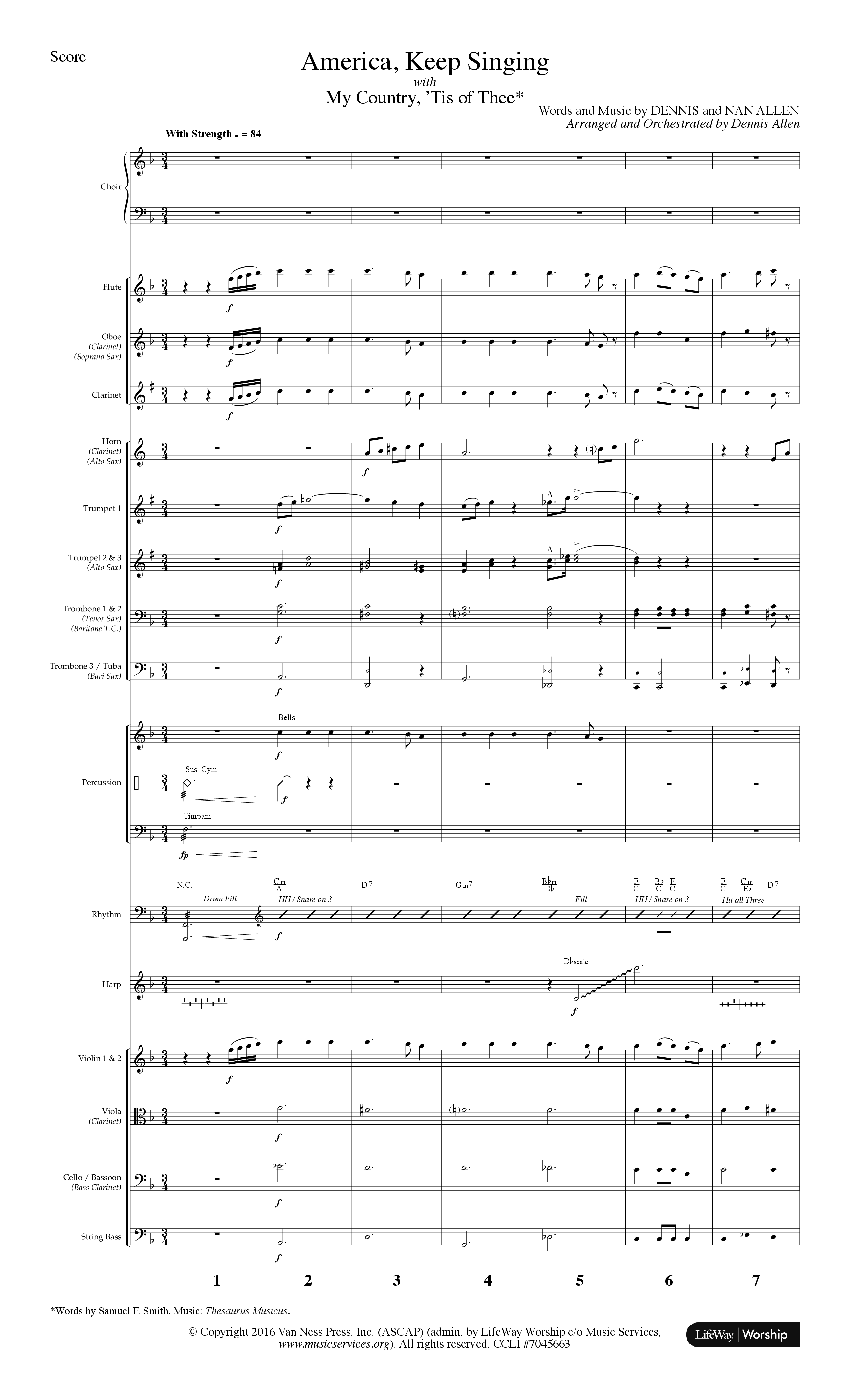 America Keep Singing (6 Song Choral Collection) Song 1 (Orchestration) (Lifeway Choral / Arr. Dennis Allen)
