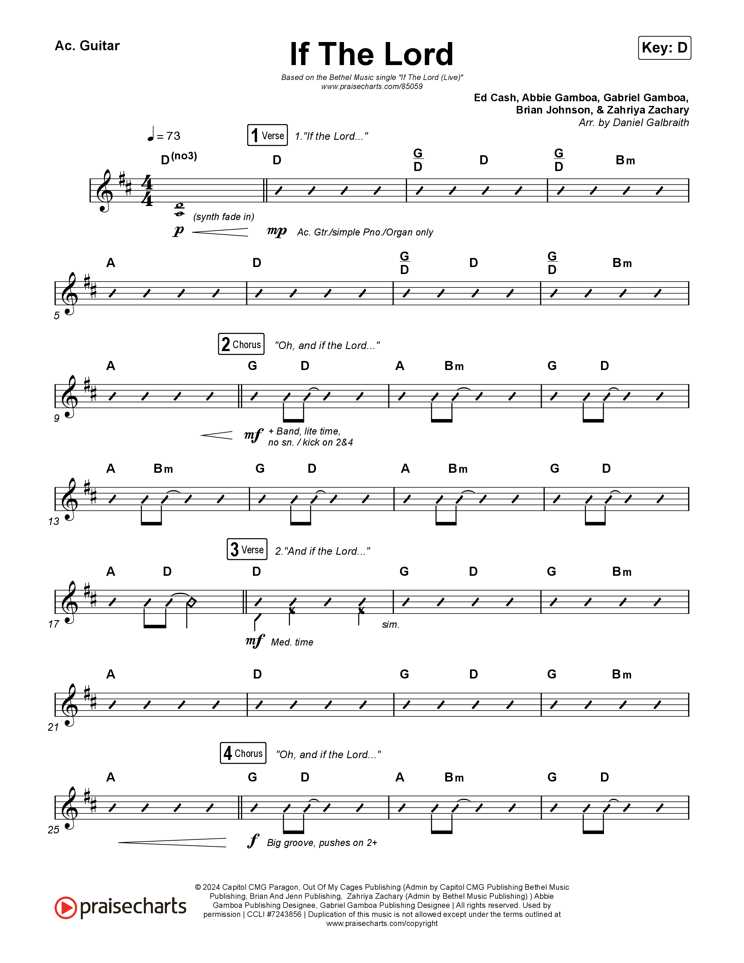 If The Lord (Live) Acoustic Guitar (Bethel Music / Zahriya Zachary)