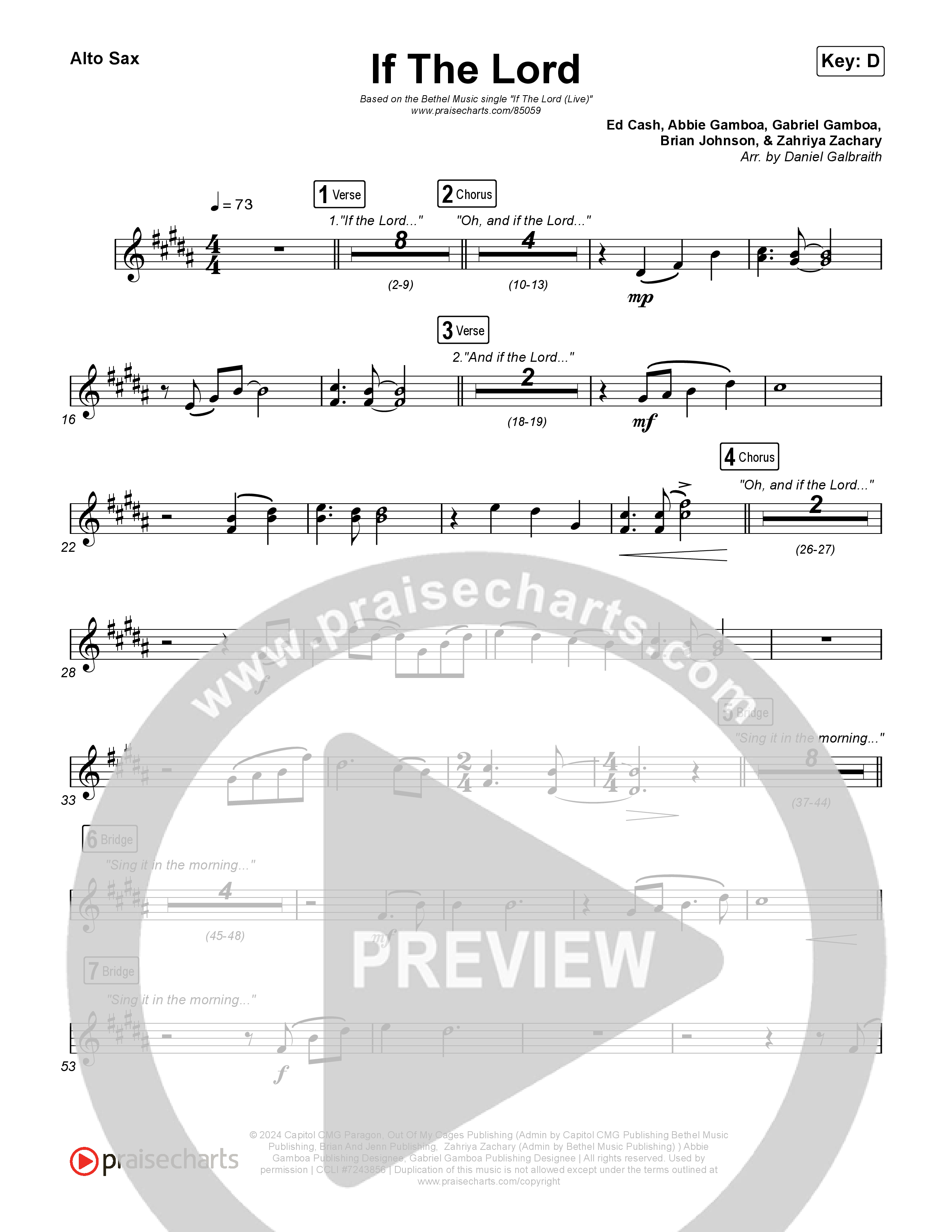 If The Lord (Live) Alto Sax (Bethel Music / Zahriya Zachary)