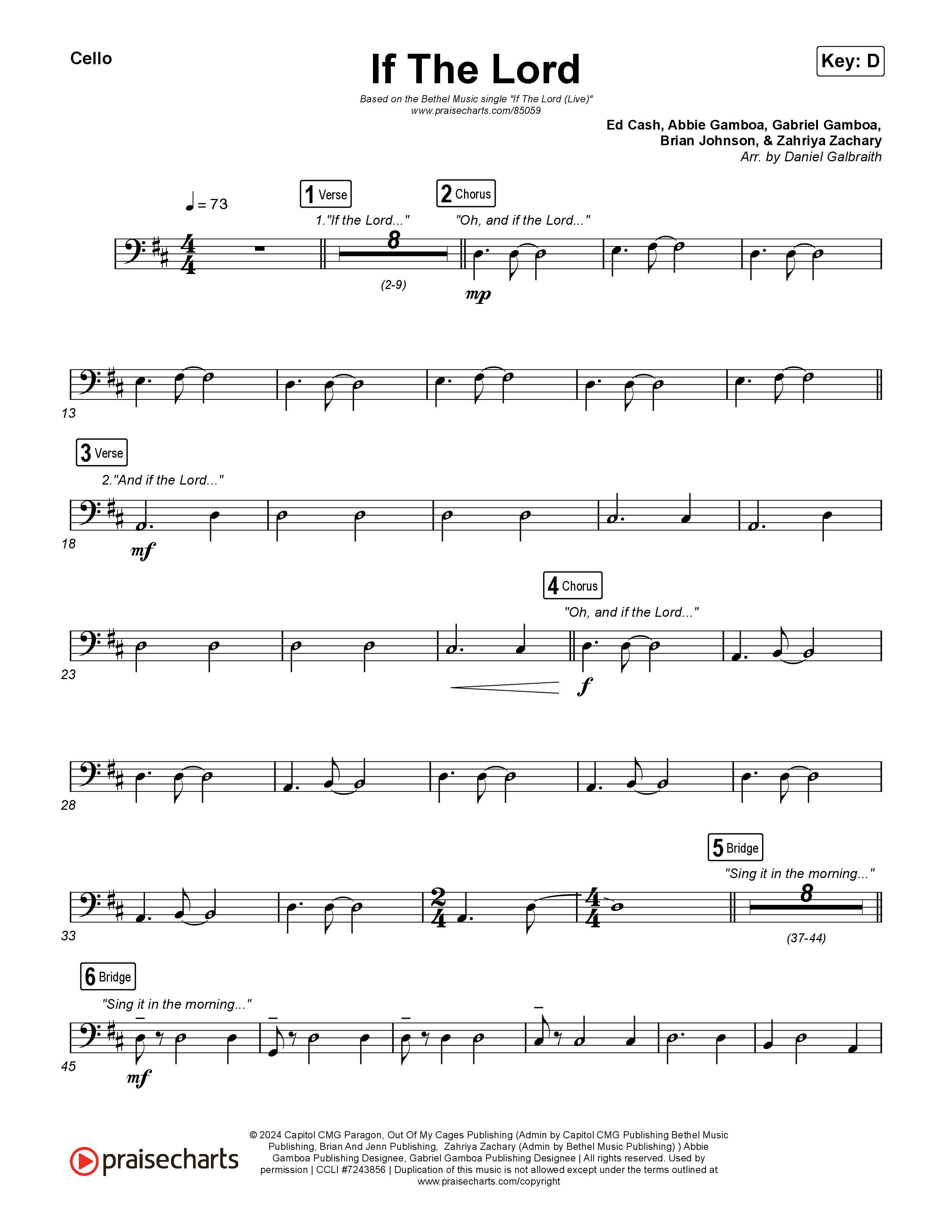 If The Lord (Live) Cello (Bethel Music / Zahriya Zachary)