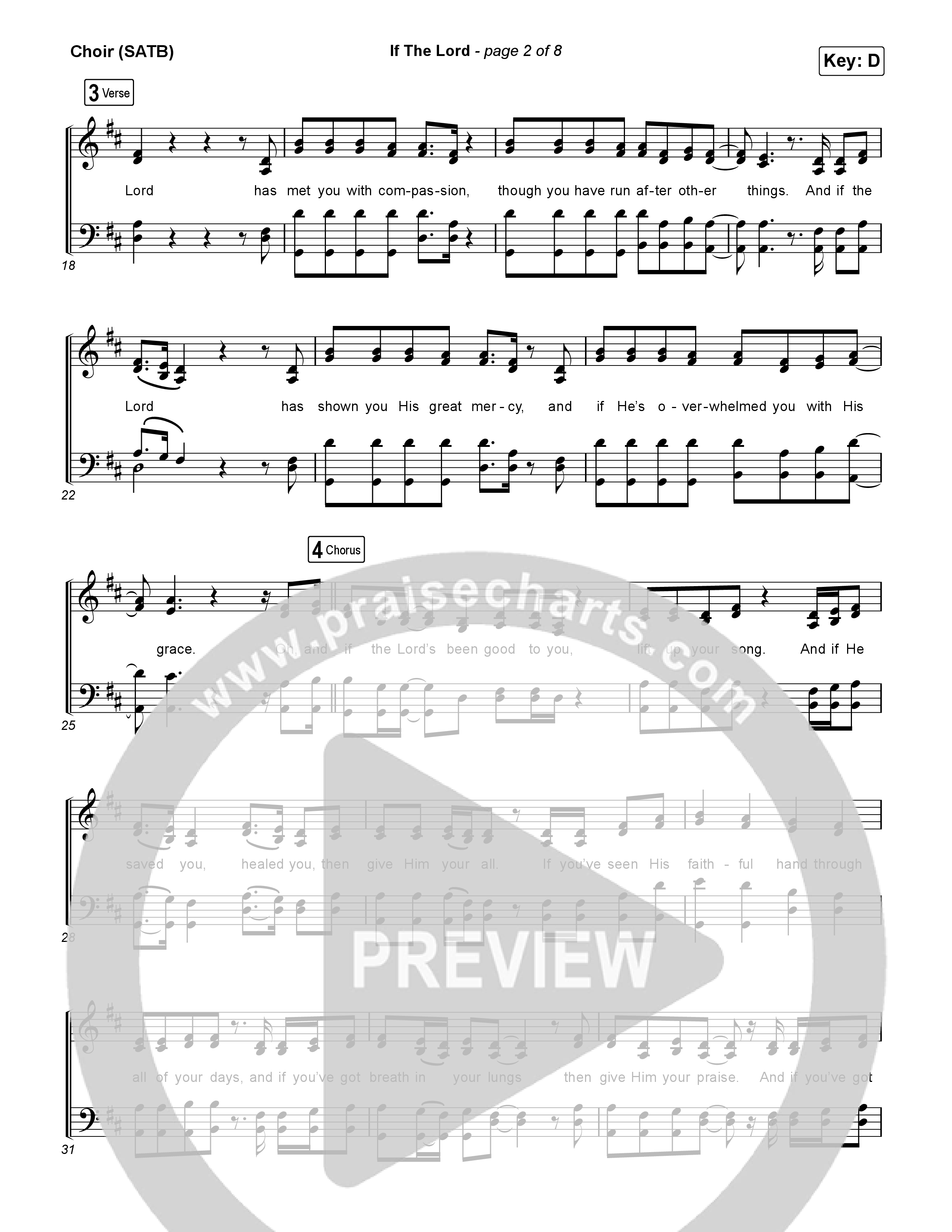 If The Lord (Live) Choir Sheet (SATB) (Bethel Music / Zahriya Zachary)