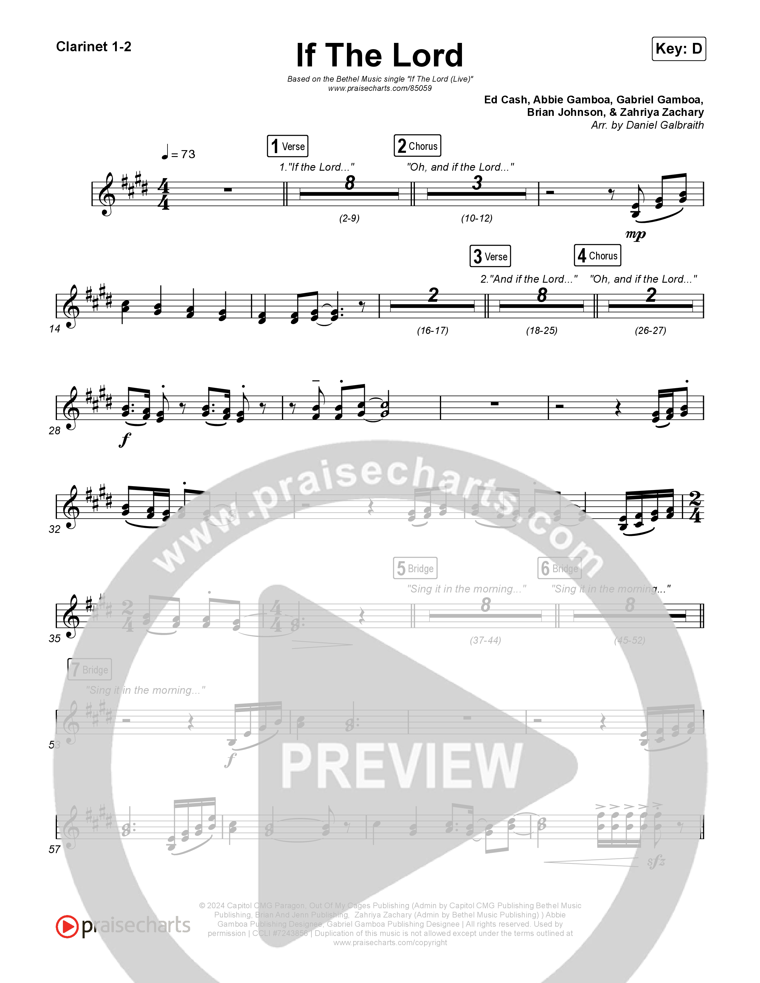 If The Lord (Live) Clarinet 1,2 (Bethel Music / Zahriya Zachary)