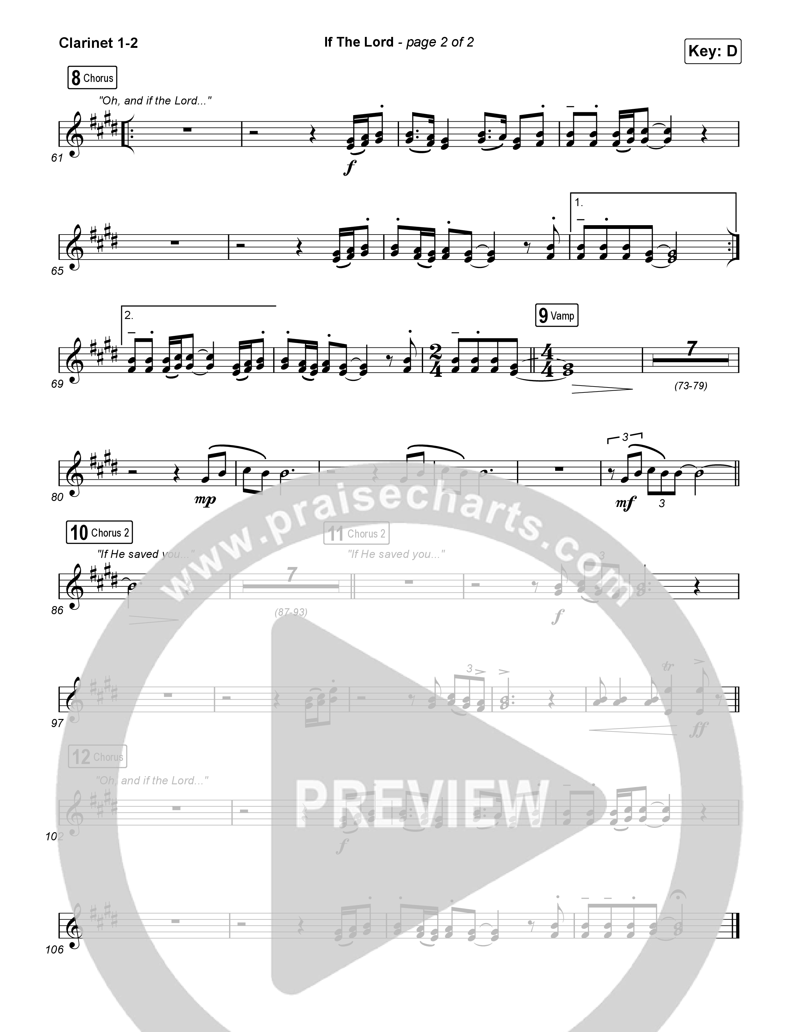 If The Lord (Live) Clarinet 1,2 (Bethel Music / Zahriya Zachary)