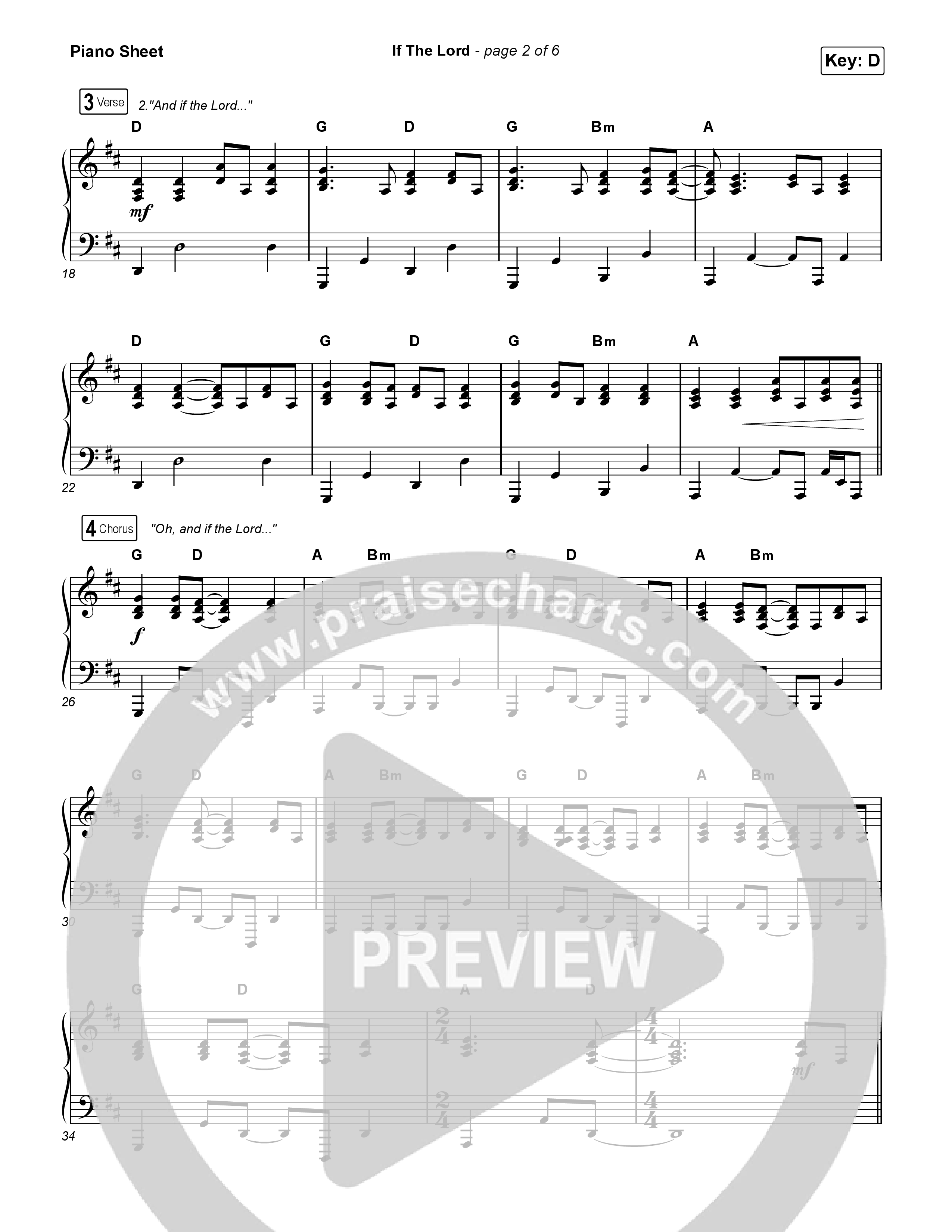 If The Lord (Live) Piano Sheet (Bethel Music / Zahriya Zachary)