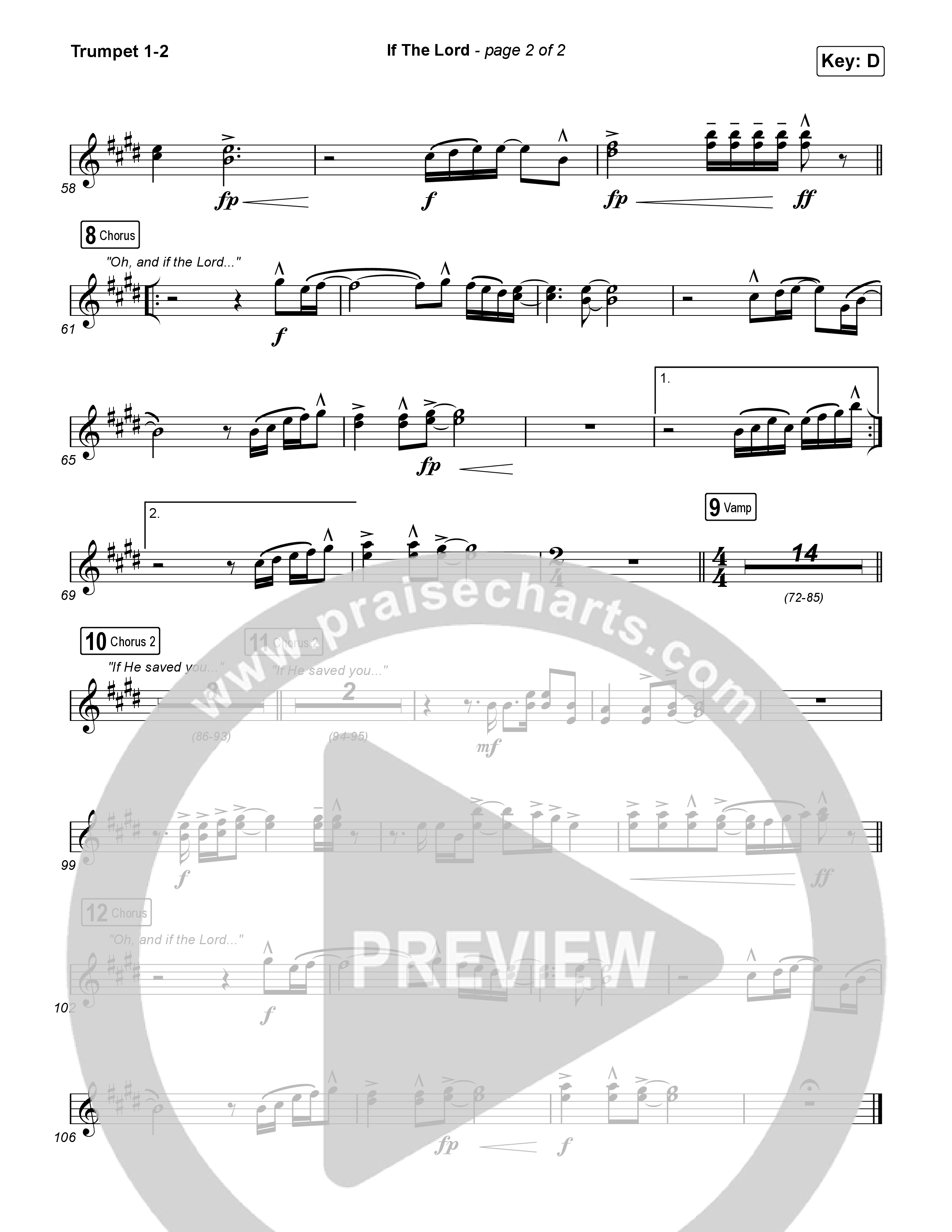 If The Lord (Live) Trumpet 1,2 (Bethel Music / Zahriya Zachary)