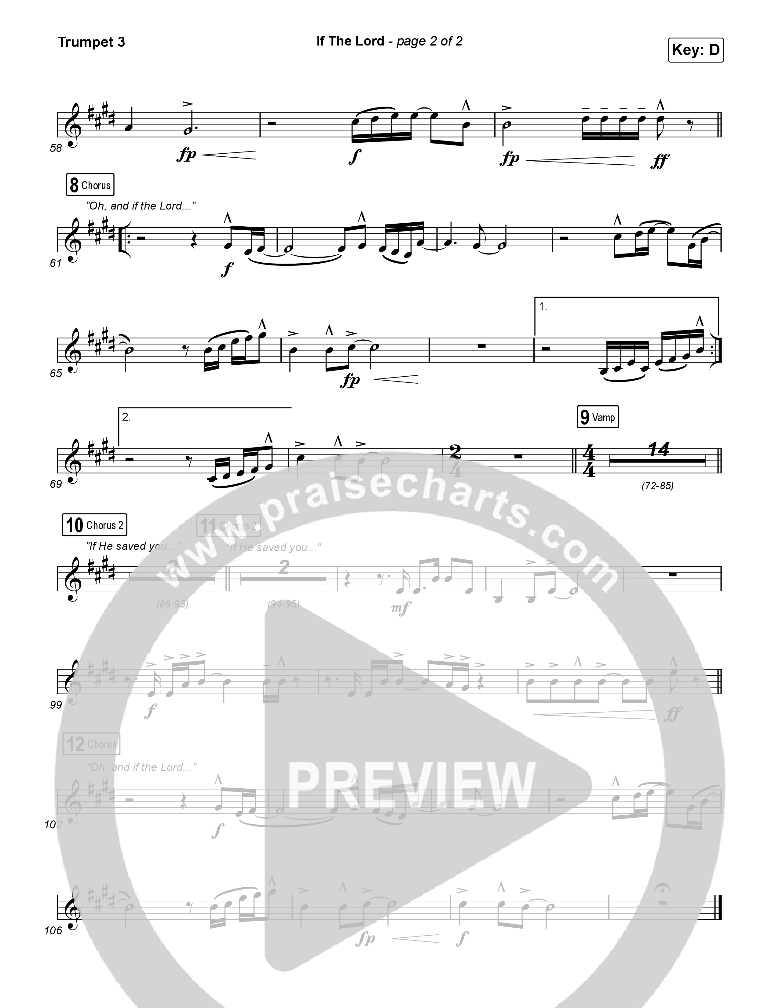 If The Lord (Live) Trumpet 3 (Bethel Music / Zahriya Zachary)