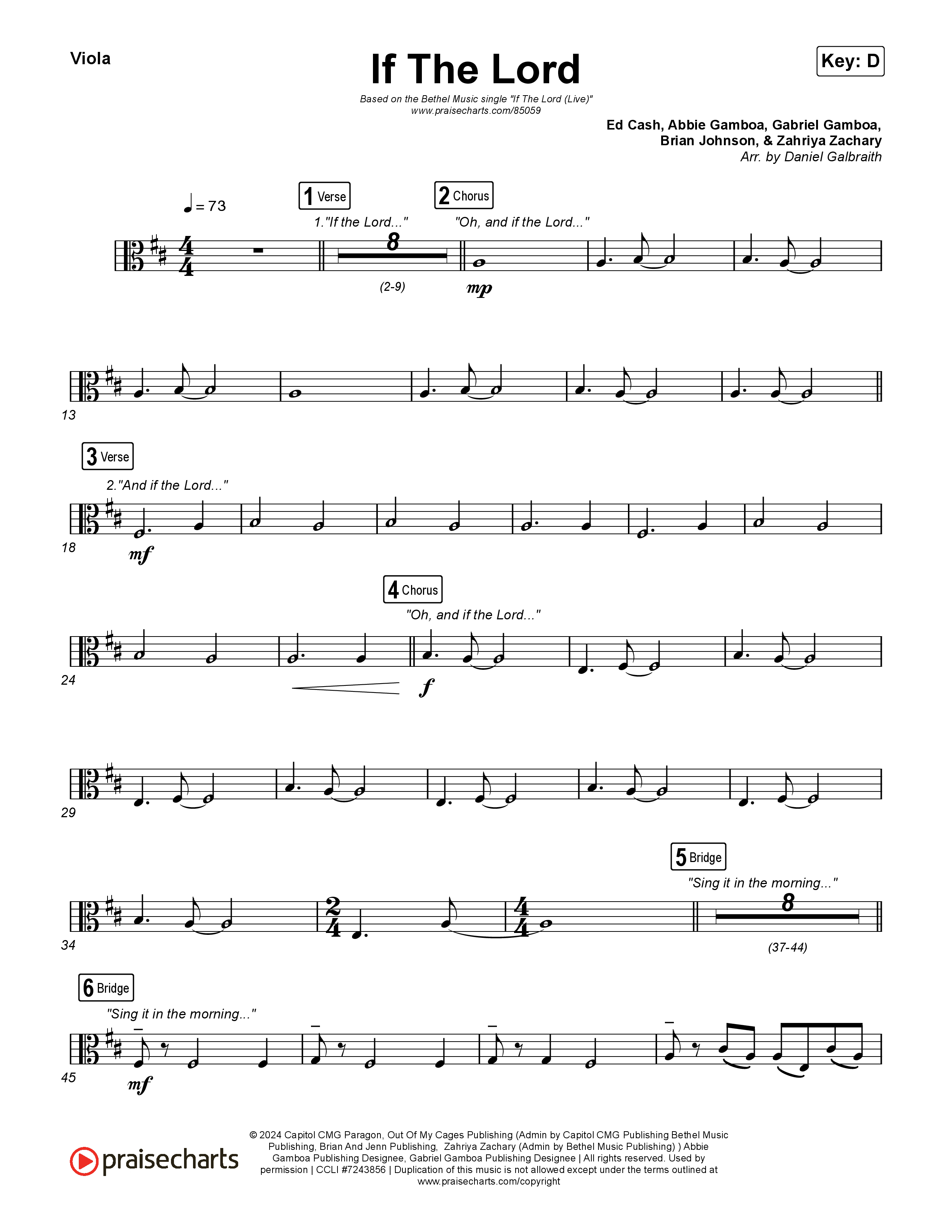 If The Lord (Live) Viola (Bethel Music / Zahriya Zachary)