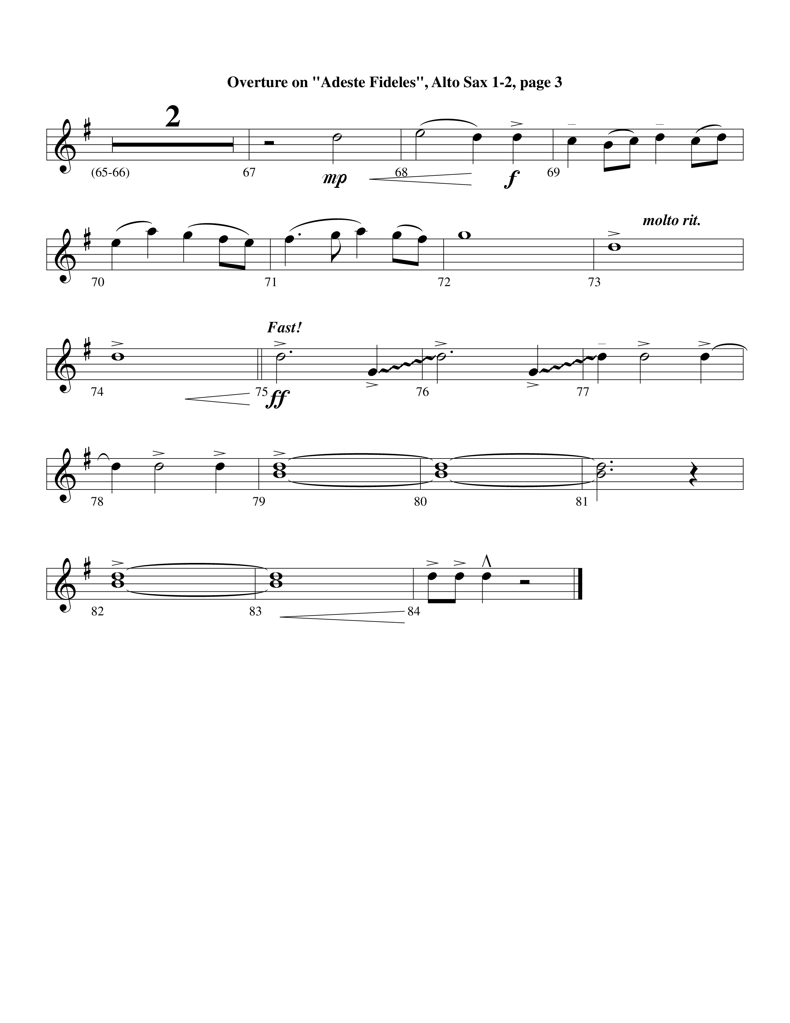 Overture On Adeste Fideles (Instrumental) Alto Sax 1/2 (Lifeway Worship / Arr. Steve Dunn)