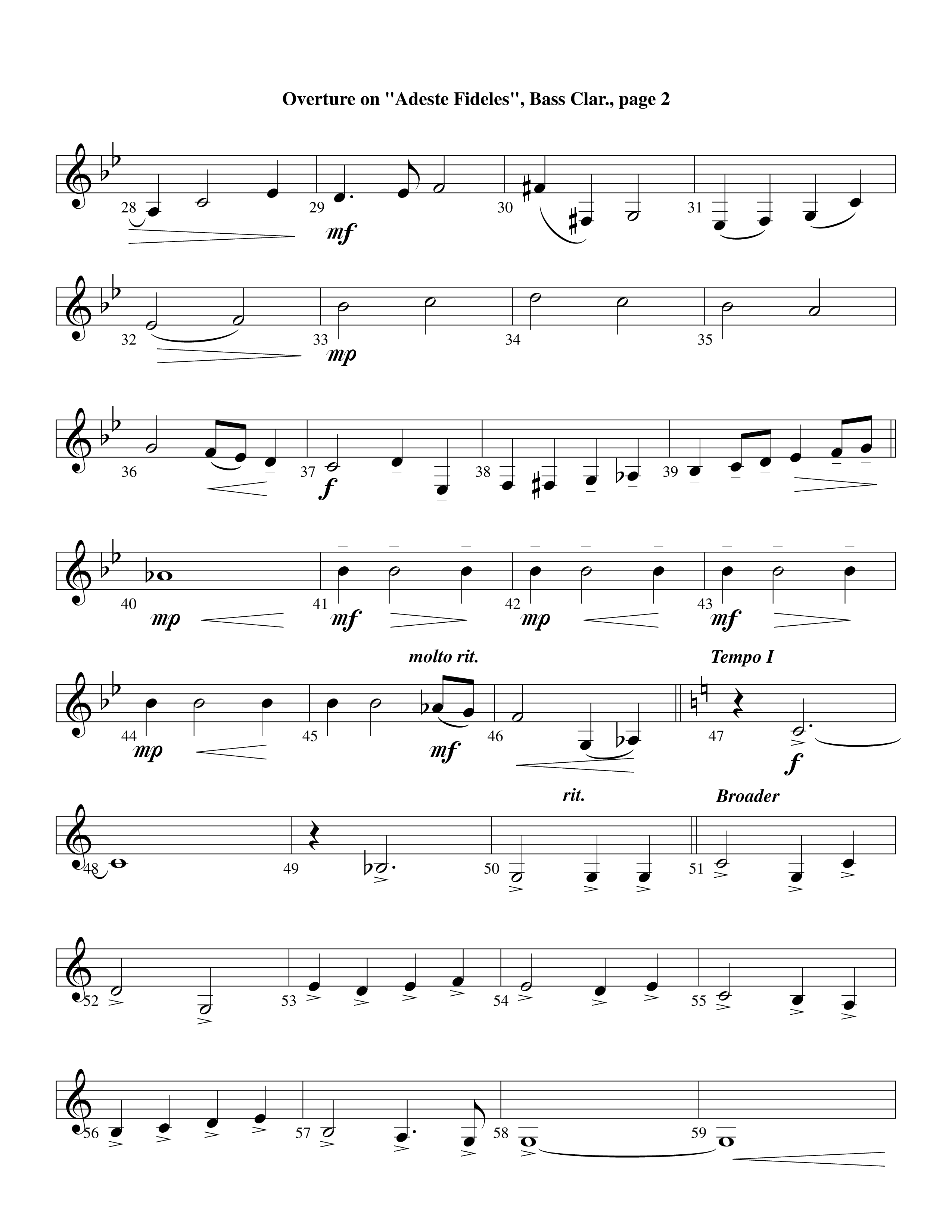 Overture On Adeste Fideles (Instrumental) Bass Clarinet (Lifeway Worship / Arr. Steve Dunn)