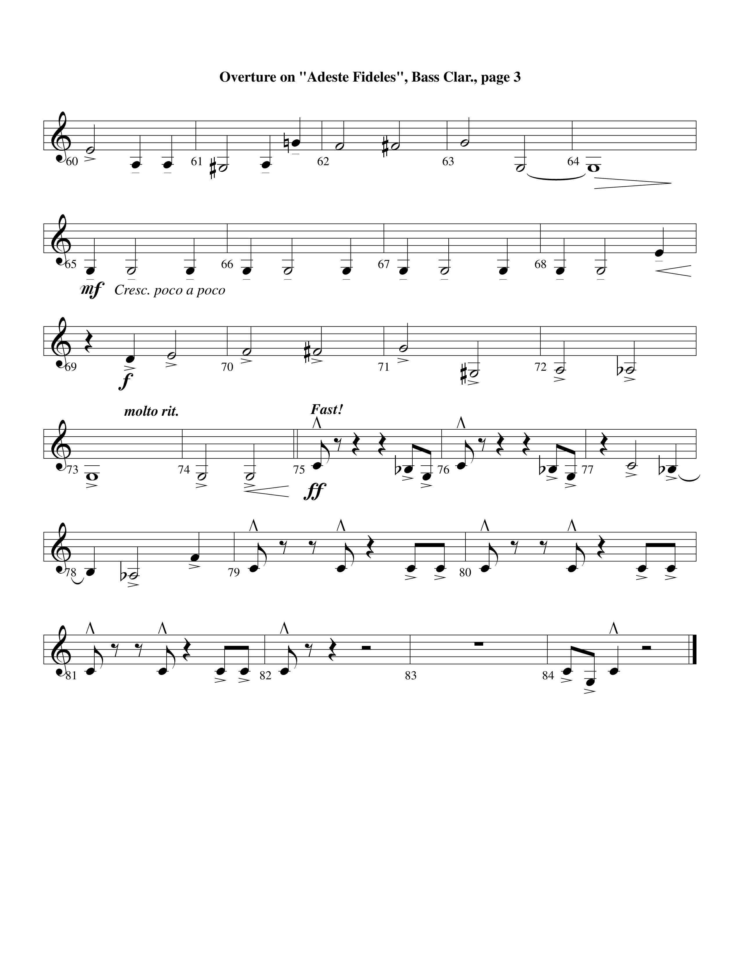 Overture On Adeste Fideles (Instrumental) Bass Clarinet (Lifeway Worship / Arr. Steve Dunn)