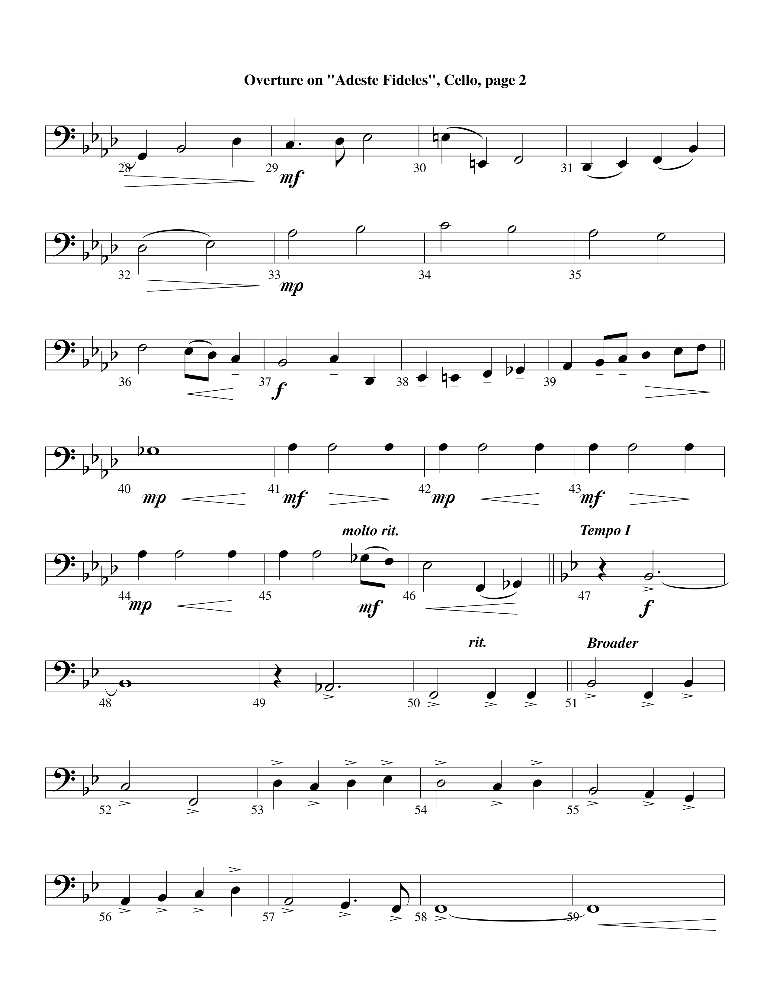 Overture On Adeste Fideles (Instrumental) Cello (Lifeway Worship / Arr. Steve Dunn)