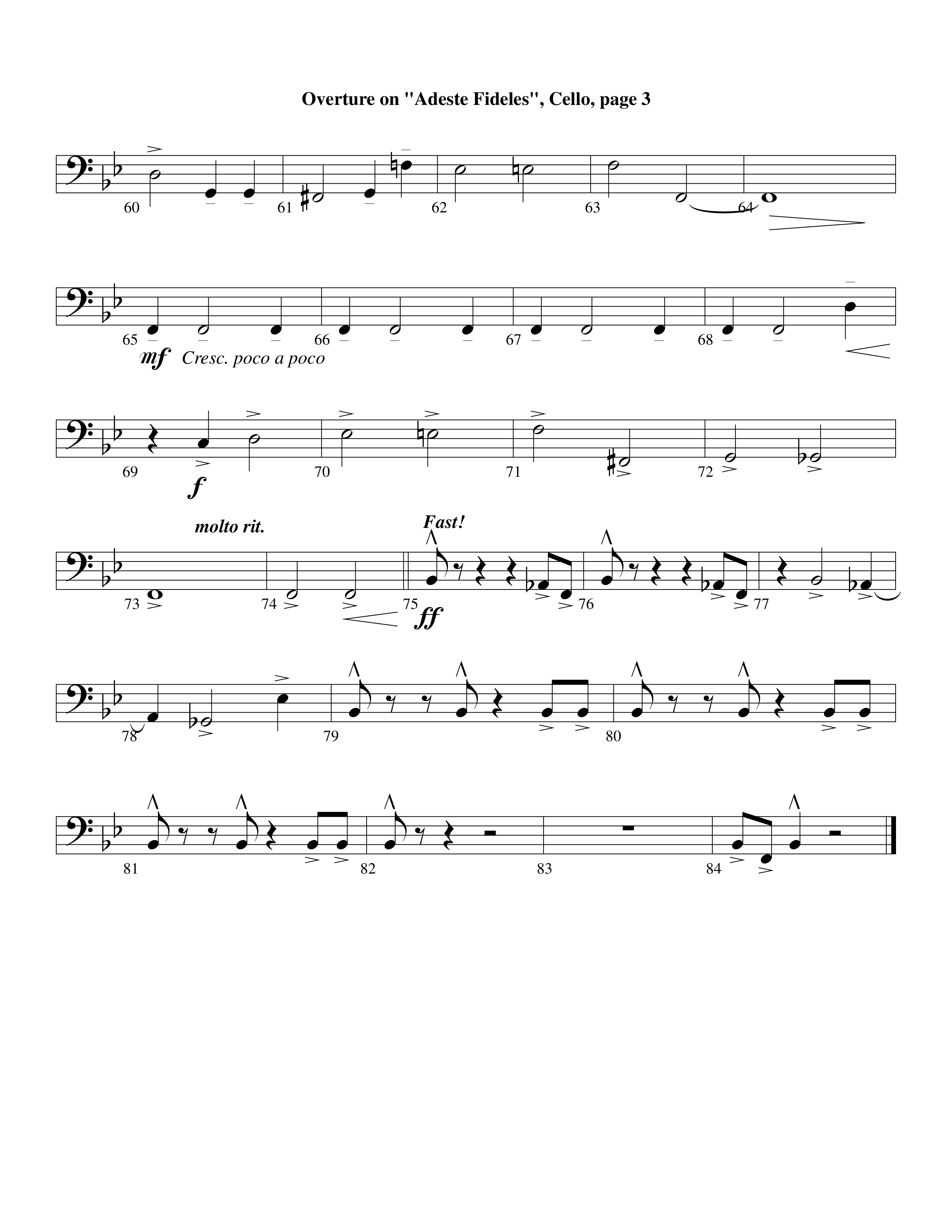 Overture On Adeste Fideles (Instrumental) Cello (Lifeway Worship / Arr. Steve Dunn)