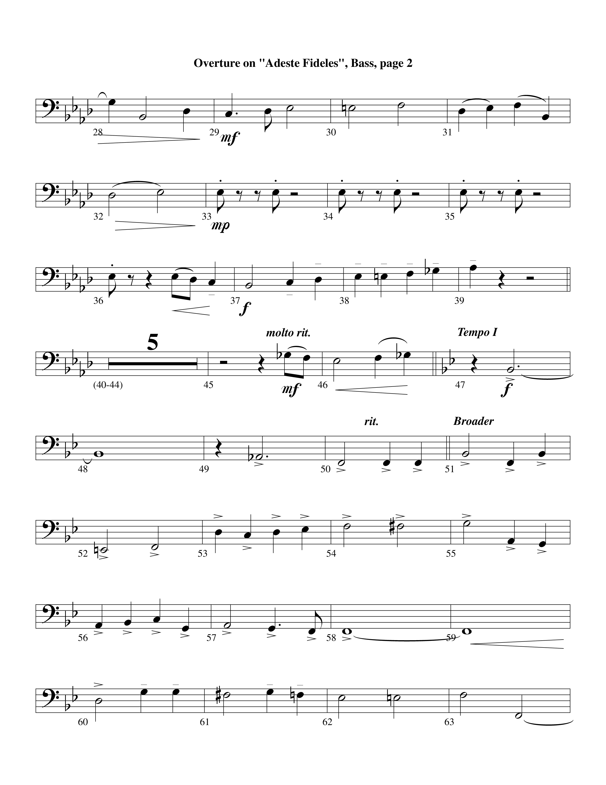 Overture On Adeste Fideles (Instrumental) Double Bass (Lifeway Worship / Arr. Steve Dunn)