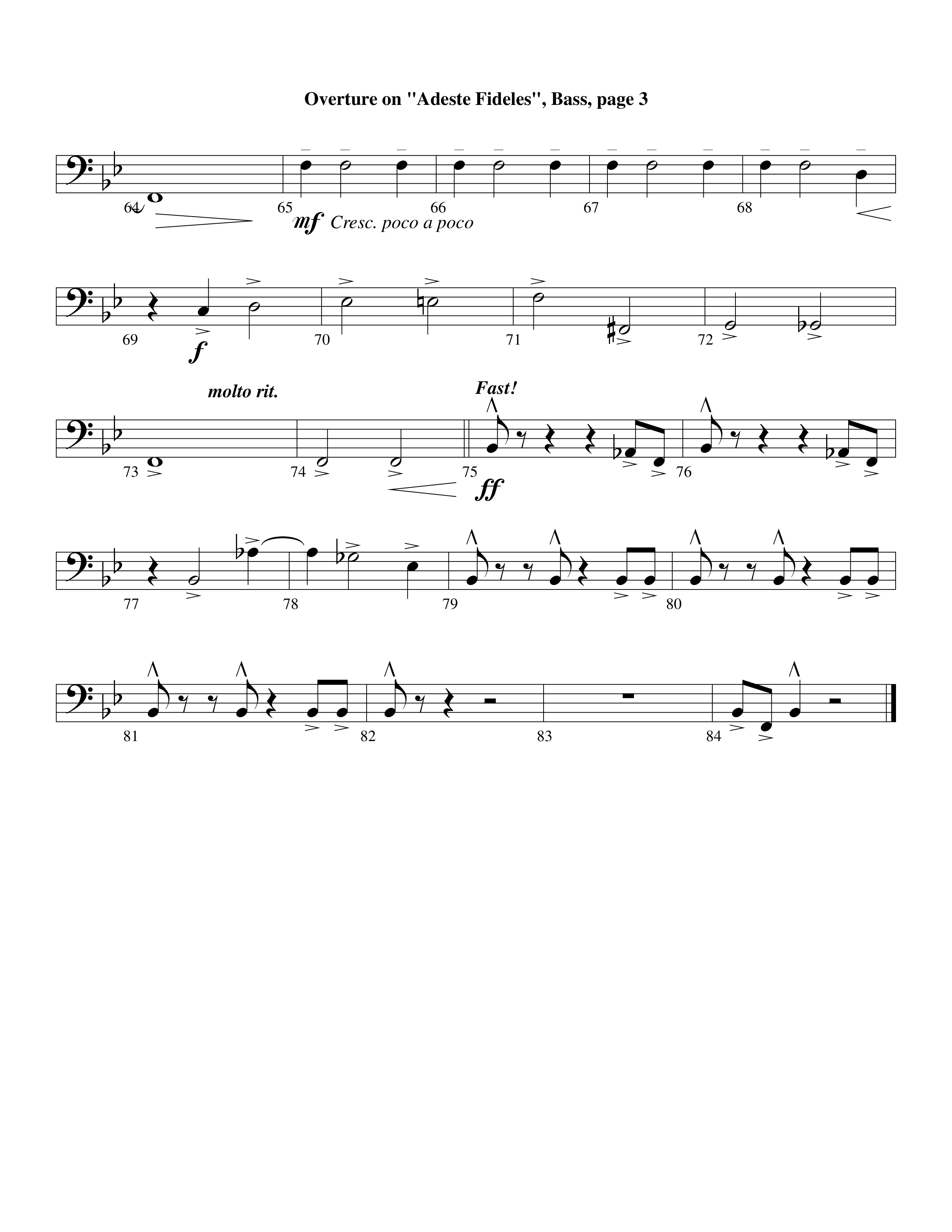 Overture On Adeste Fideles (Instrumental) Double Bass (Lifeway Worship / Arr. Steve Dunn)