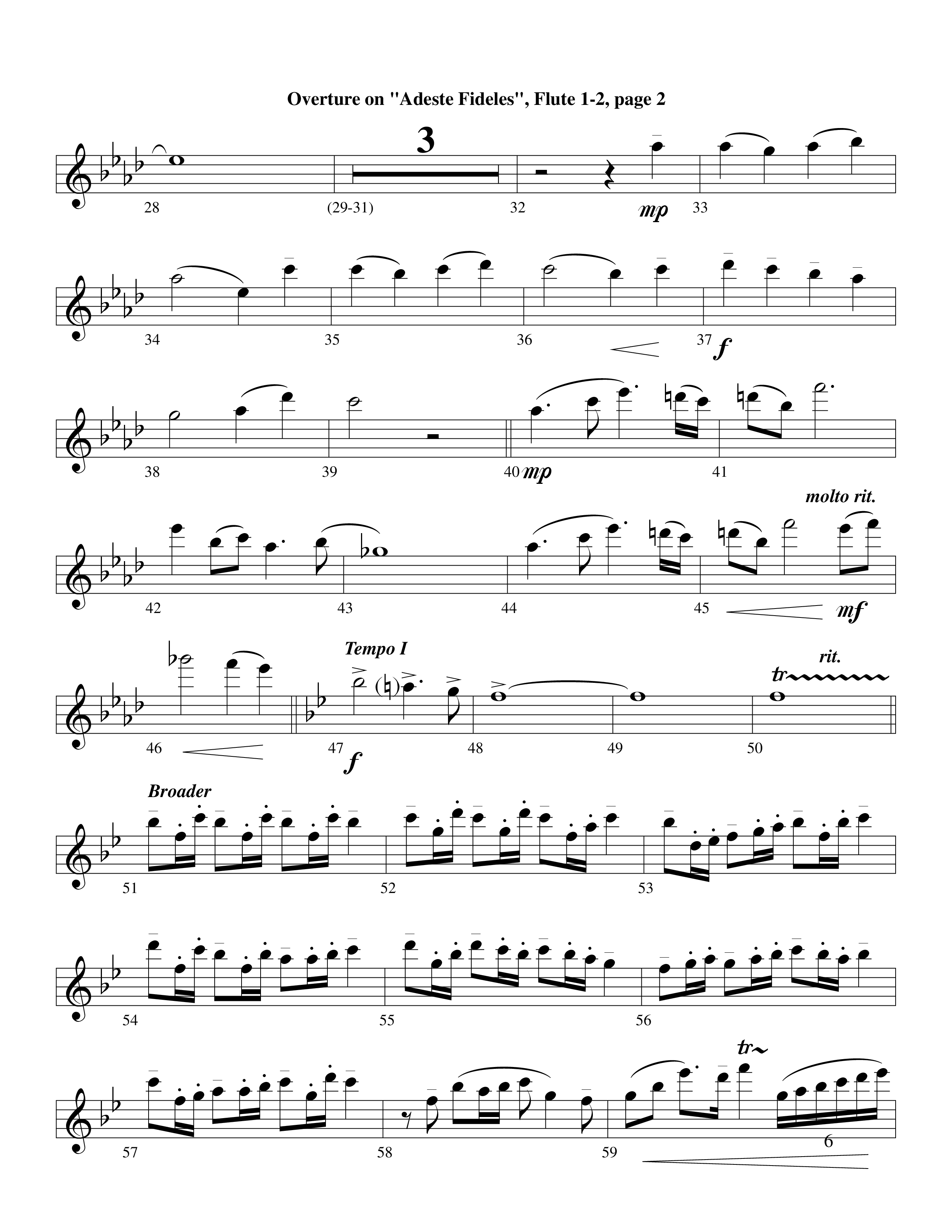 Overture On Adeste Fideles (Instrumental) Flute 1/2 (Lifeway Worship / Arr. Steve Dunn)