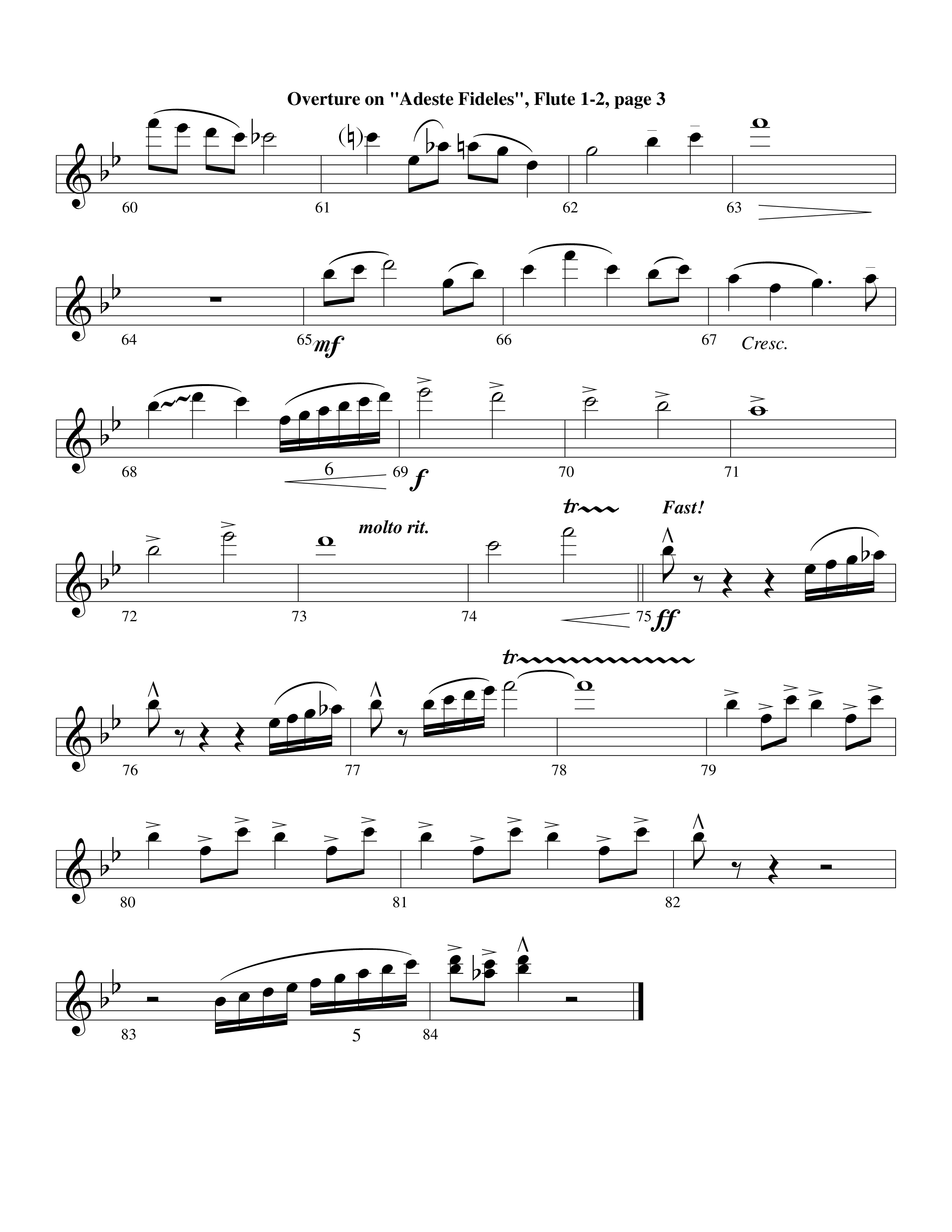 Overture On Adeste Fideles (Instrumental) Flute 1/2 (Lifeway Worship / Arr. Steve Dunn)