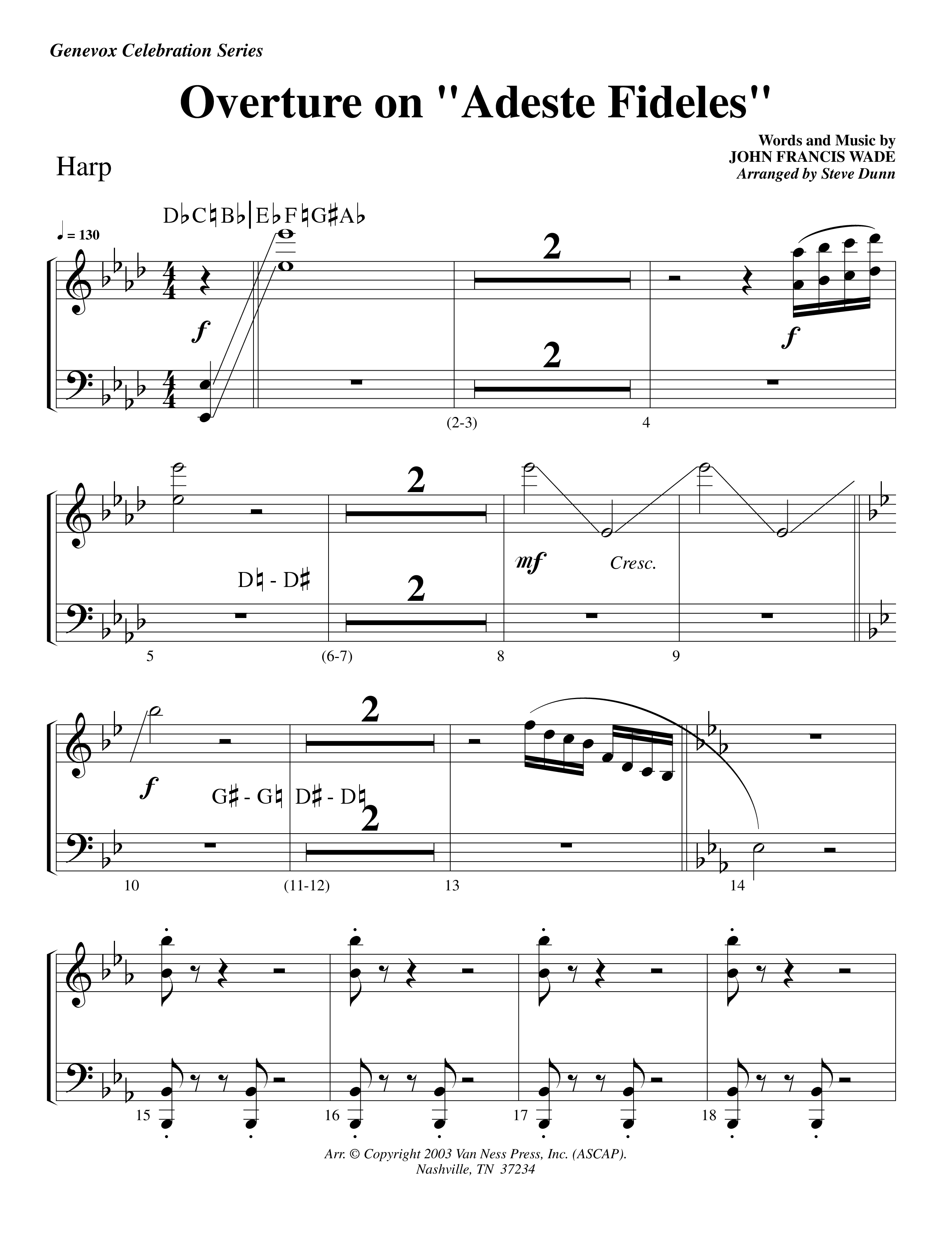 Overture On Adeste Fideles (Instrumental) Harp (Lifeway Worship / Arr. Steve Dunn)