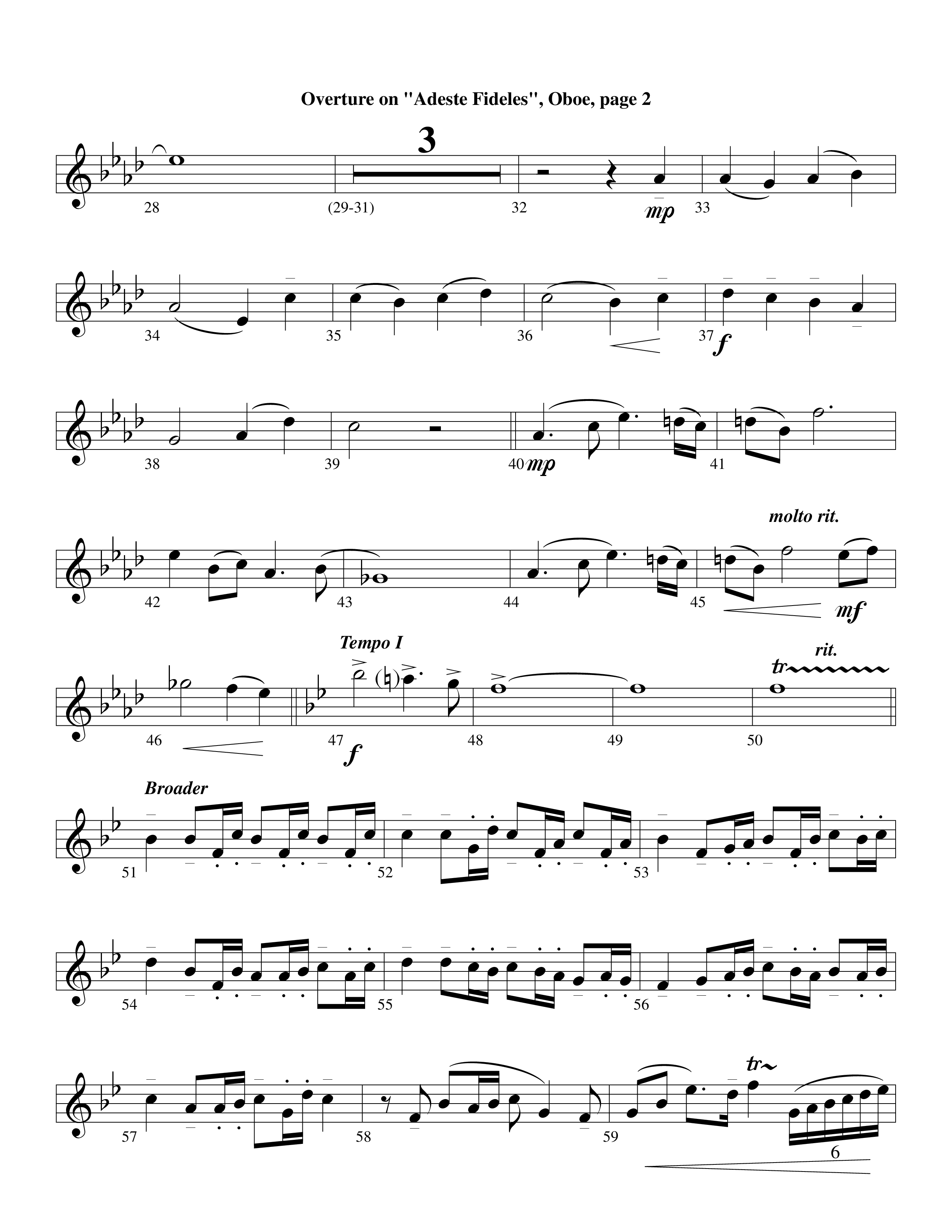 Overture On Adeste Fideles (Instrumental) Oboe (Lifeway Worship / Arr. Steve Dunn)