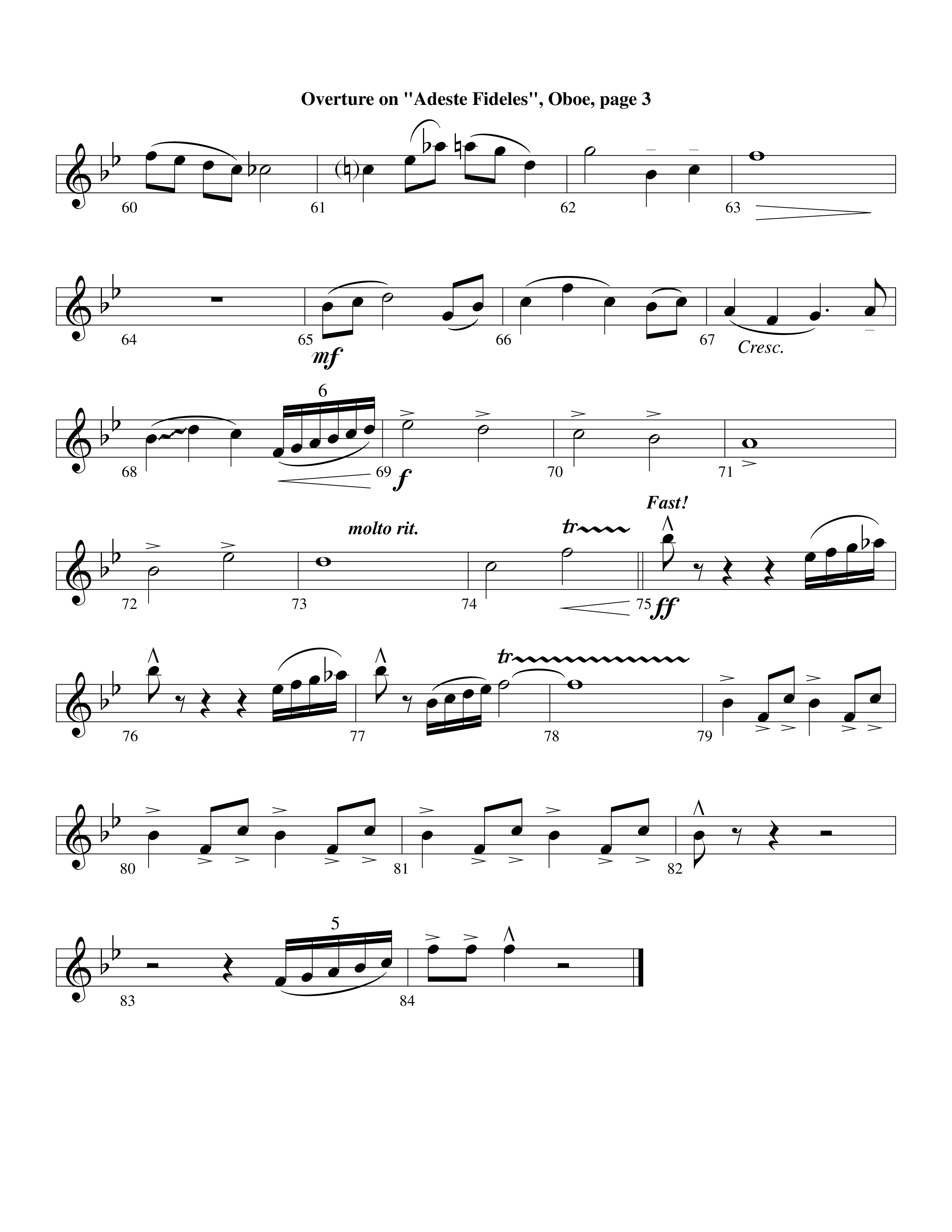 Overture On Adeste Fideles (Instrumental) Oboe (Lifeway Worship / Arr. Steve Dunn)